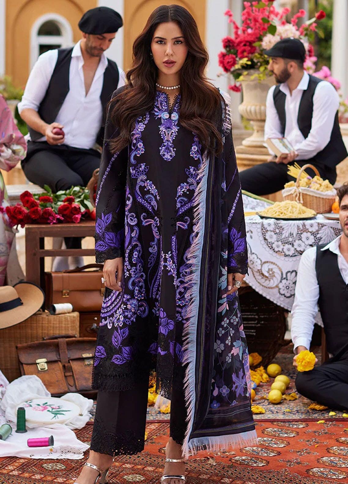 Eid Dress For Womens - Pakistani Embroidered Lawn Ramadan Partywear Festival Suits Salwar Kameez Suit In Medium Size