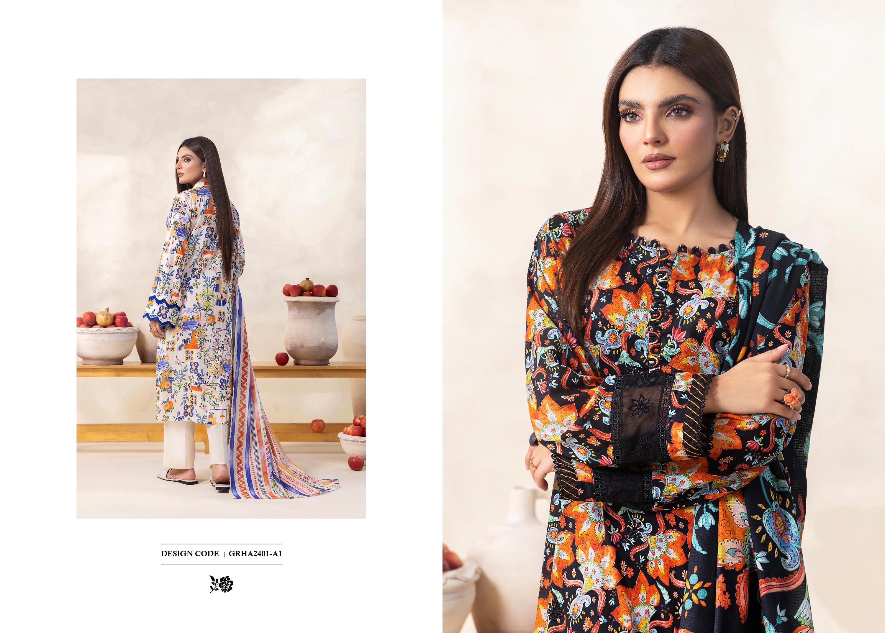 Eid Dress For Womens - Pakistani Embroidered Lawn Ramadan Partywear Festival Suits Salwar Kameez Suit In Medium Size