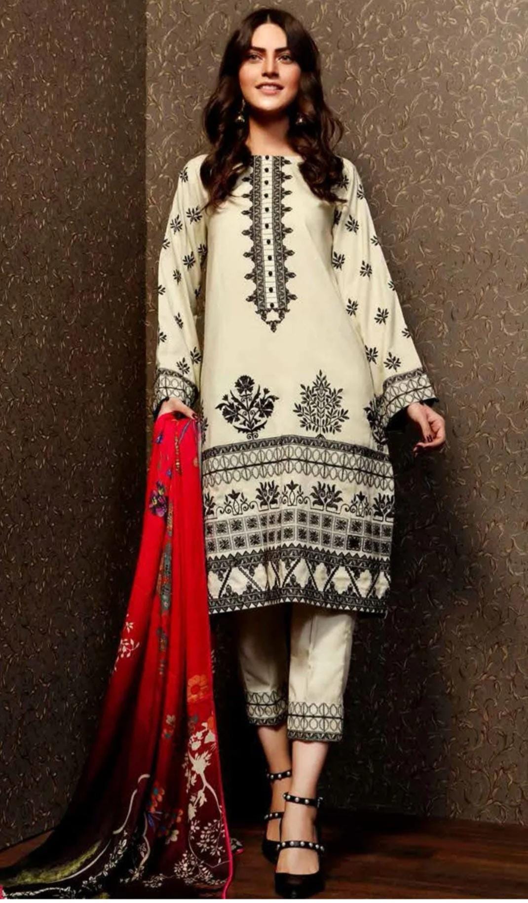 Eid Dress For Womens - Pakistani Embroidered Lawn Ramadan Partywear Festival Suits Salwar Kameez Suit In Medium Size