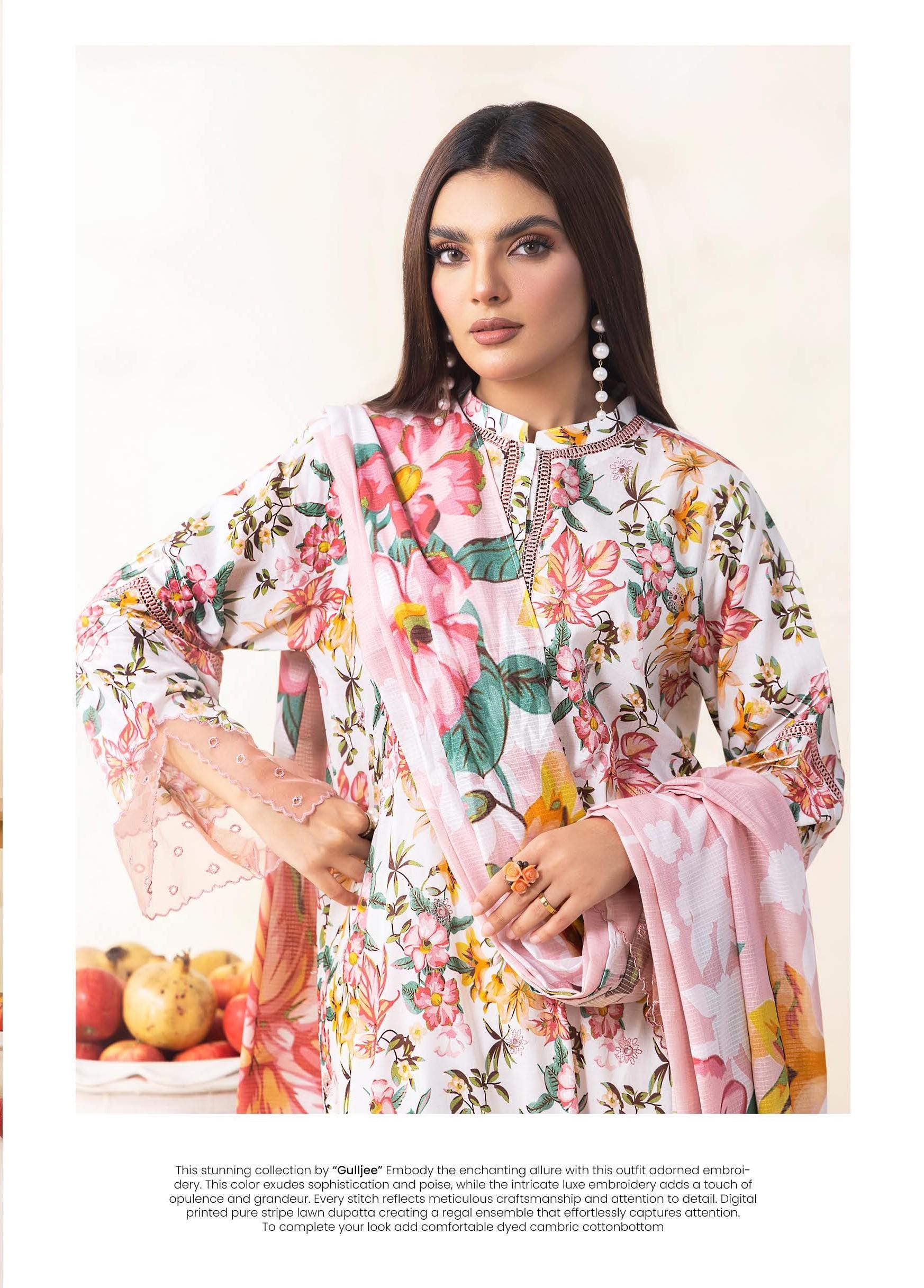 Eid Dress For Womens - Pakistani Embroidered Lawn Ramadan Partywear Festival Suits Salwar Kameez Suit In Medium Size