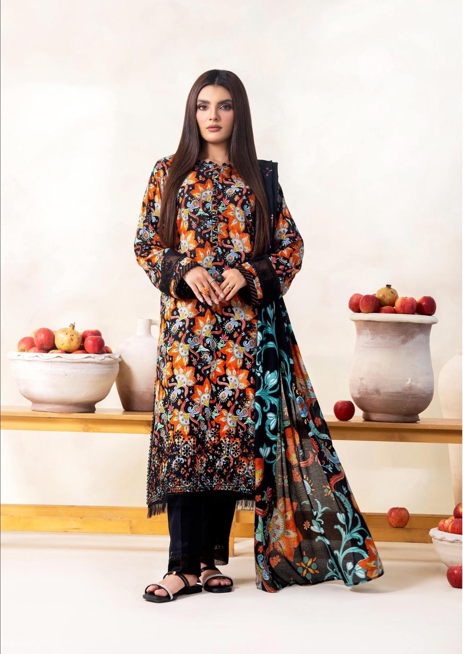 Eid Dress For Womens - Pakistani Embroidered Lawn Ramadan Partywear Festival Suits Salwar Kameez Suit In Medium Size