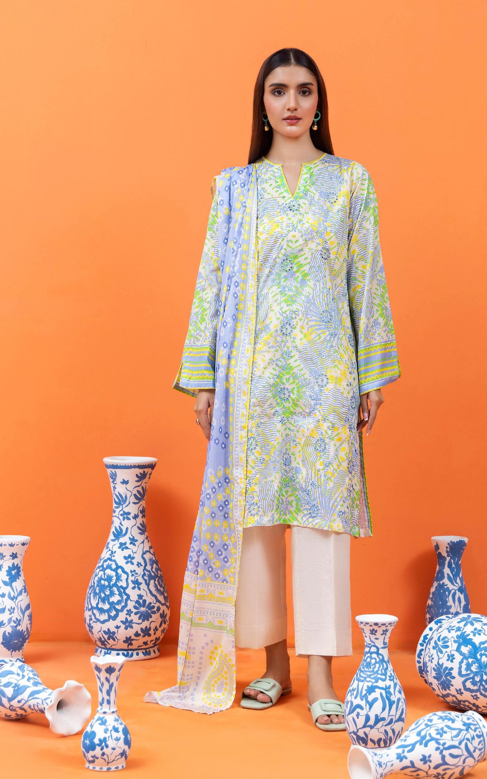 Eid Dress For Womens - Pakistani Embroidered Lawn Ramadan Partywear Festival Suits Salwar Kameez Suit In Medium Size