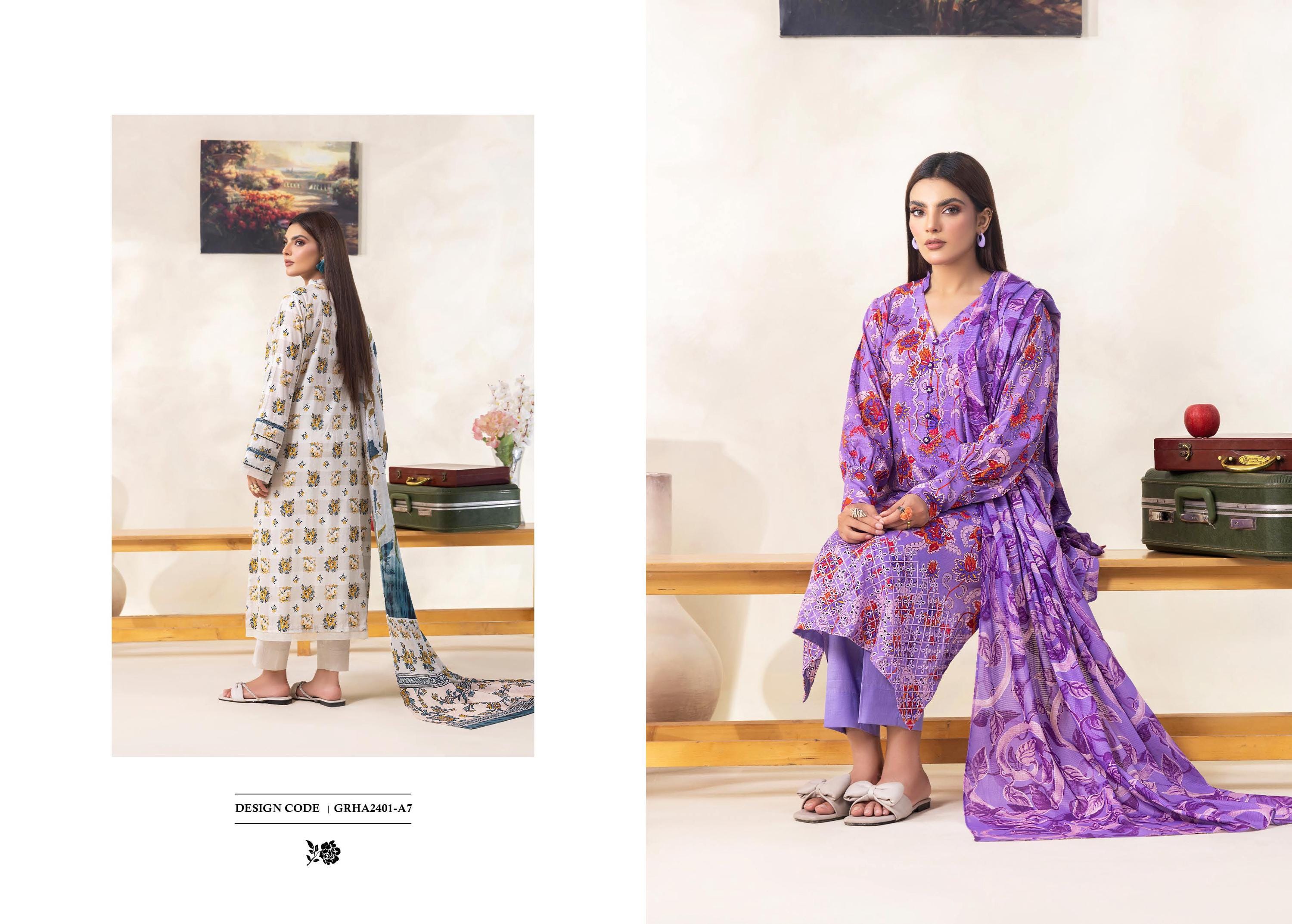 Eid Dress For Womens - Pakistani Embroidered Lawn Ramadan Partywear Festival Suits Salwar Kameez Suit In Medium Size