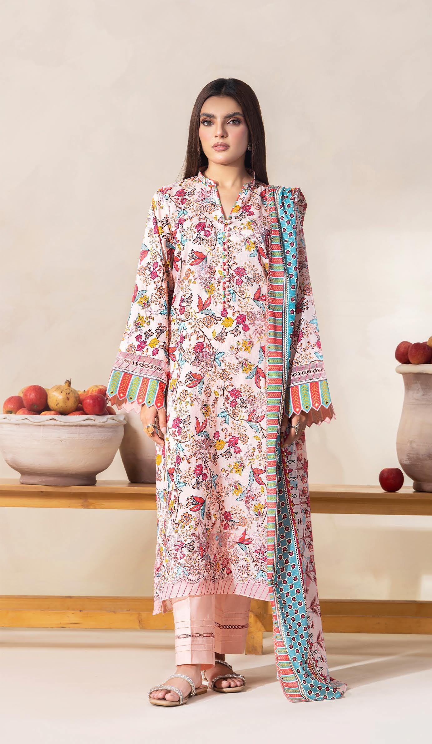 Eid Dress For Womens - Pakistani Embroidered Lawn Ramadan Partywear Festival Suits Salwar Kameez Suit In Medium Size