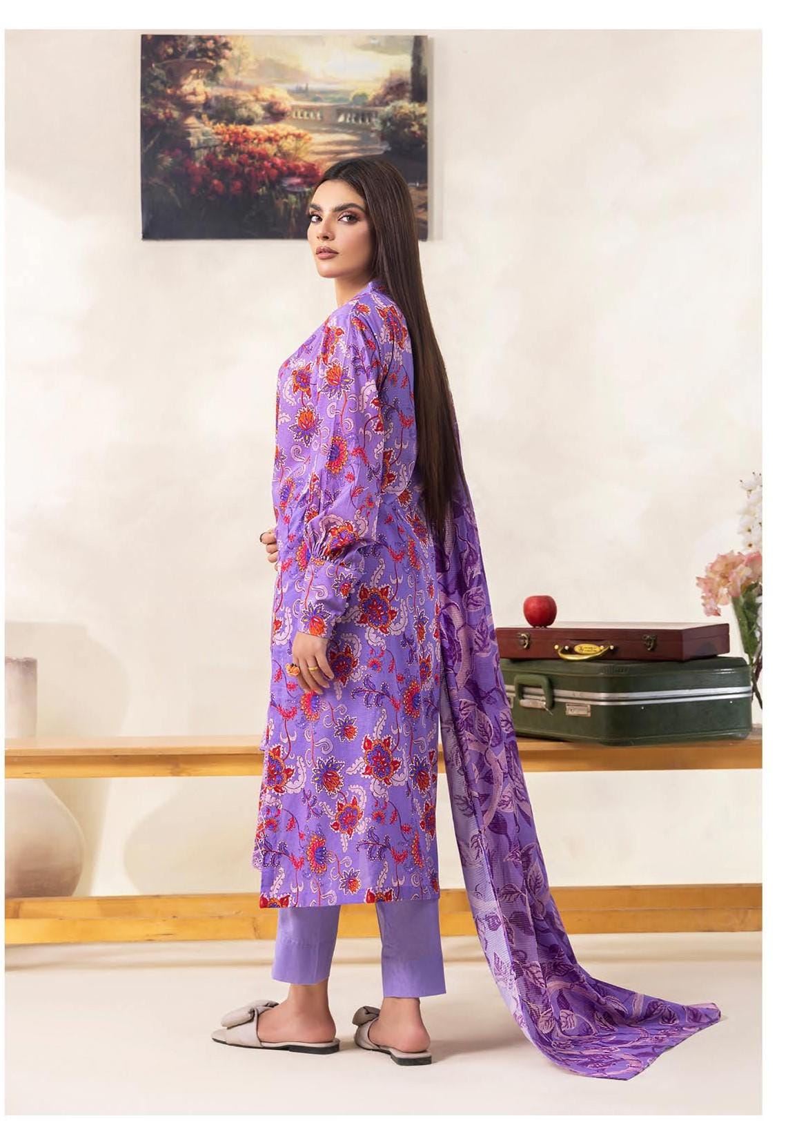 Eid Dress For Womens - Pakistani Embroidered Lawn Ramadan Partywear Festival Suits Salwar Kameez Suit In Medium Size