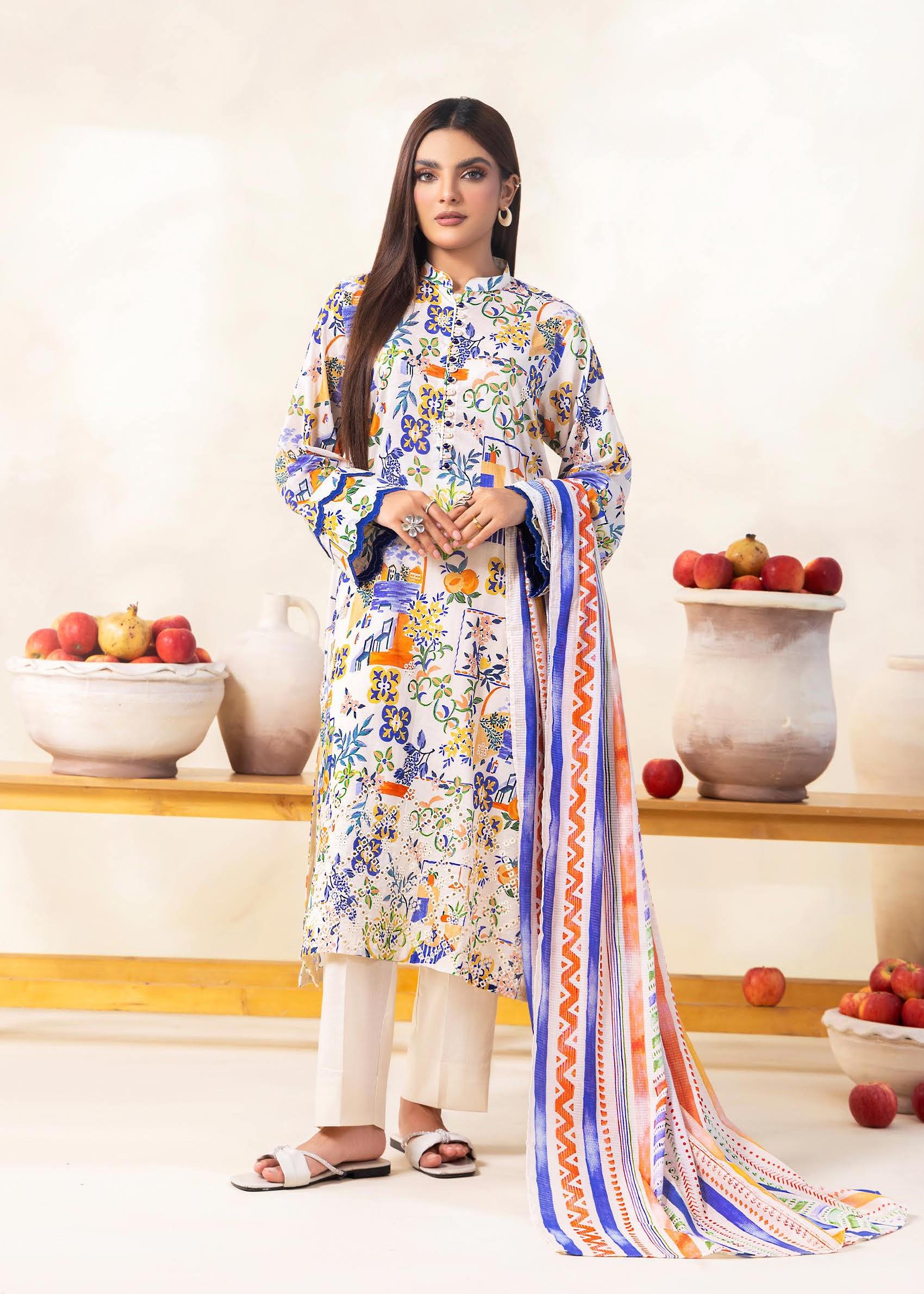 Eid Dress For Womens - Pakistani Embroidered Lawn Ramadan Partywear Festival Suits Salwar Kameez Suit In Medium Size