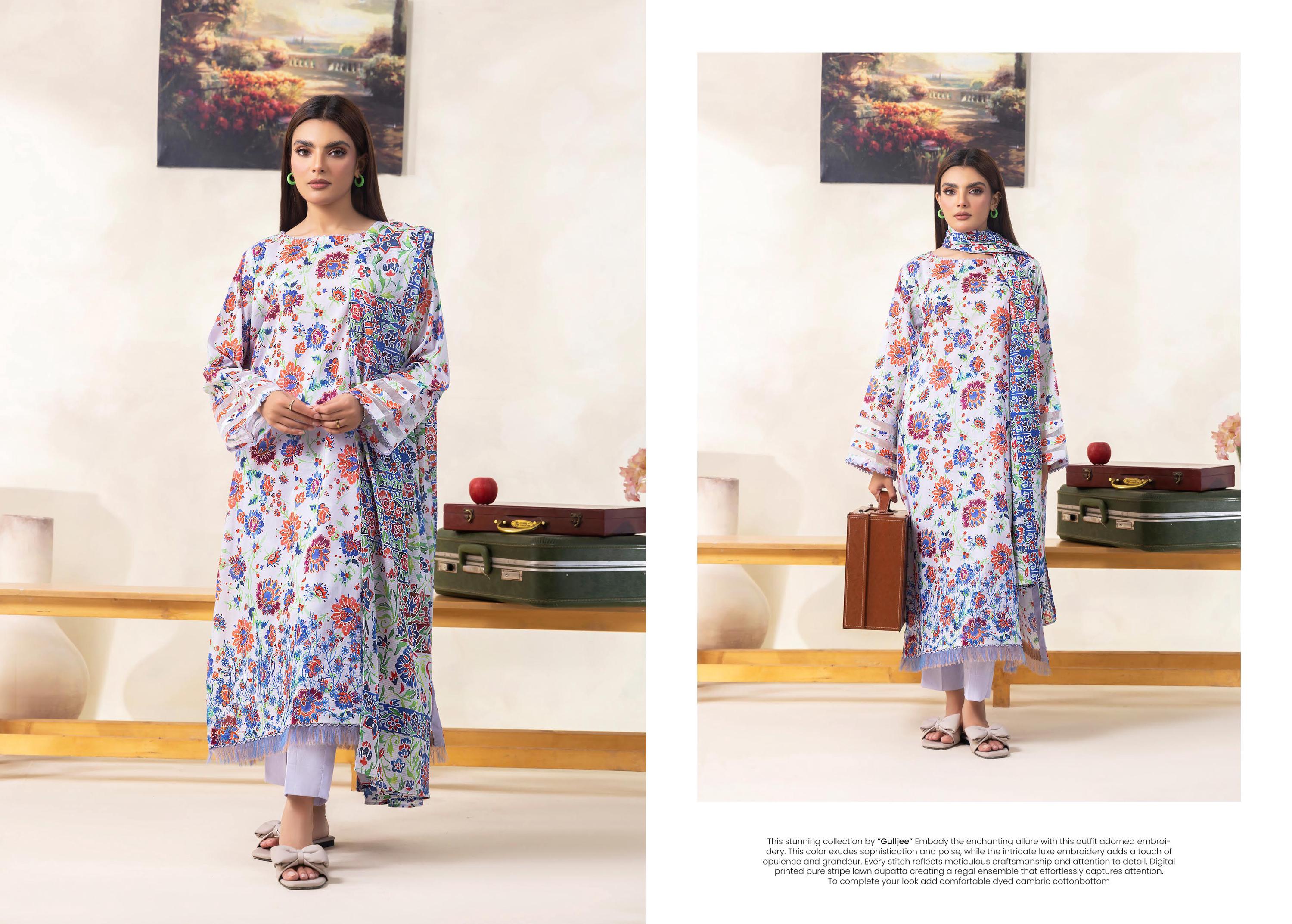 Eid Dress For Womens - Pakistani Embroidered Lawn Ramadan Partywear Festival Suits Salwar Kameez Suit In Medium Size