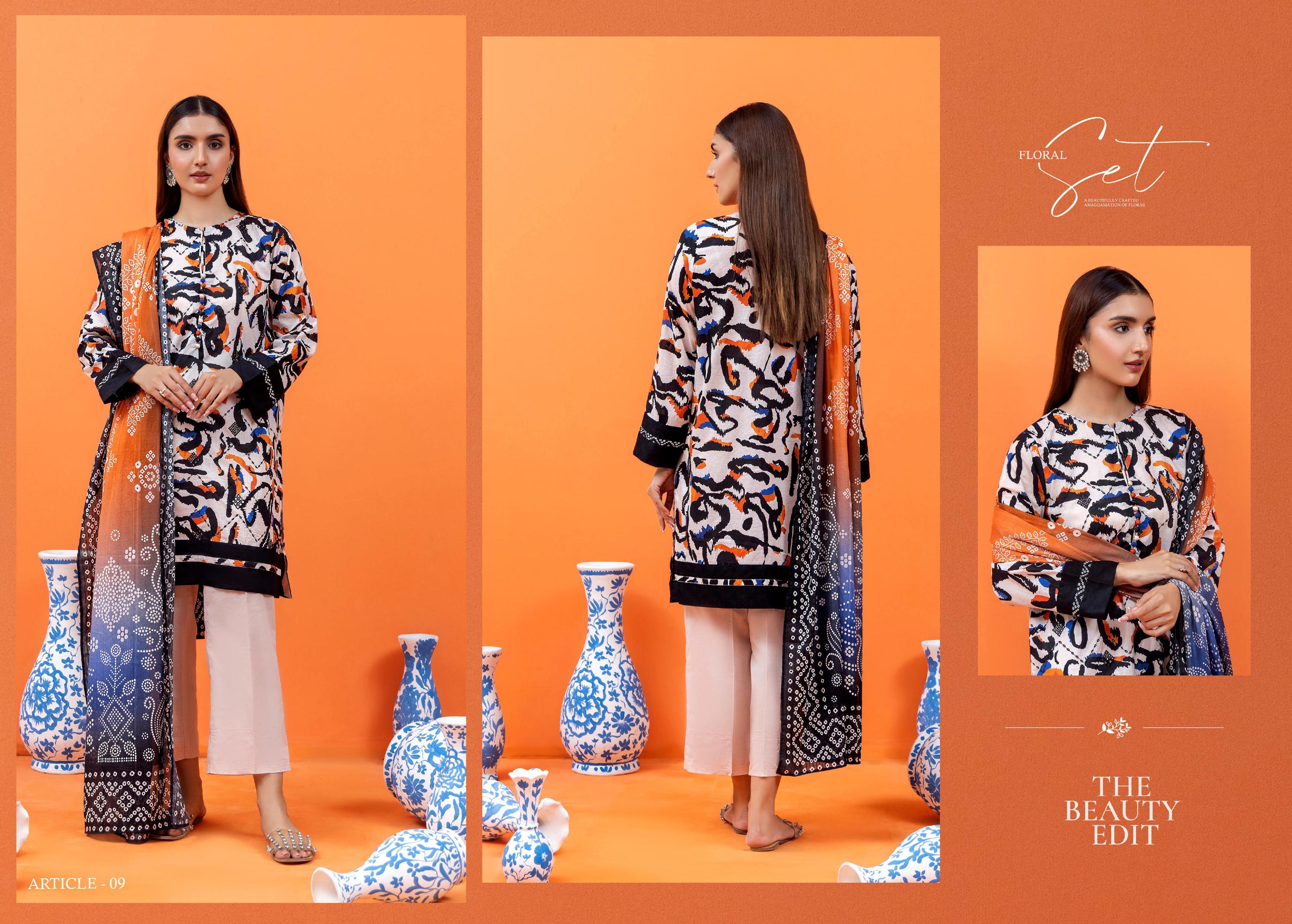 Eid Dress For Womens - Pakistani Embroidered Lawn Ramadan Partywear Festival Suits Salwar Kameez Suit In Medium Size