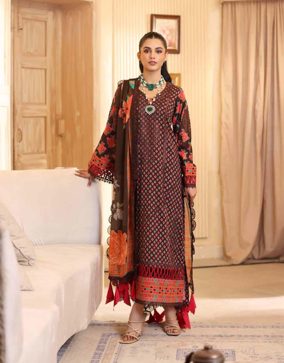 Eid Dress For Womens - Pakistani Embroidered Lawn Ramadan Partywear Festival Suits Salwar Kameez Suit In Medium Size