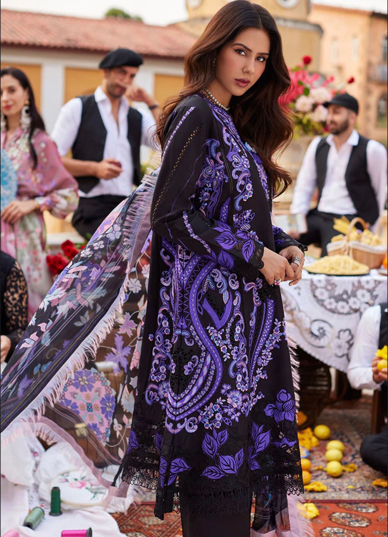 Eid Dress For Womens - Pakistani Embroidered Lawn Ramadan Partywear Festival Suits Salwar Kameez Suit In Medium Size