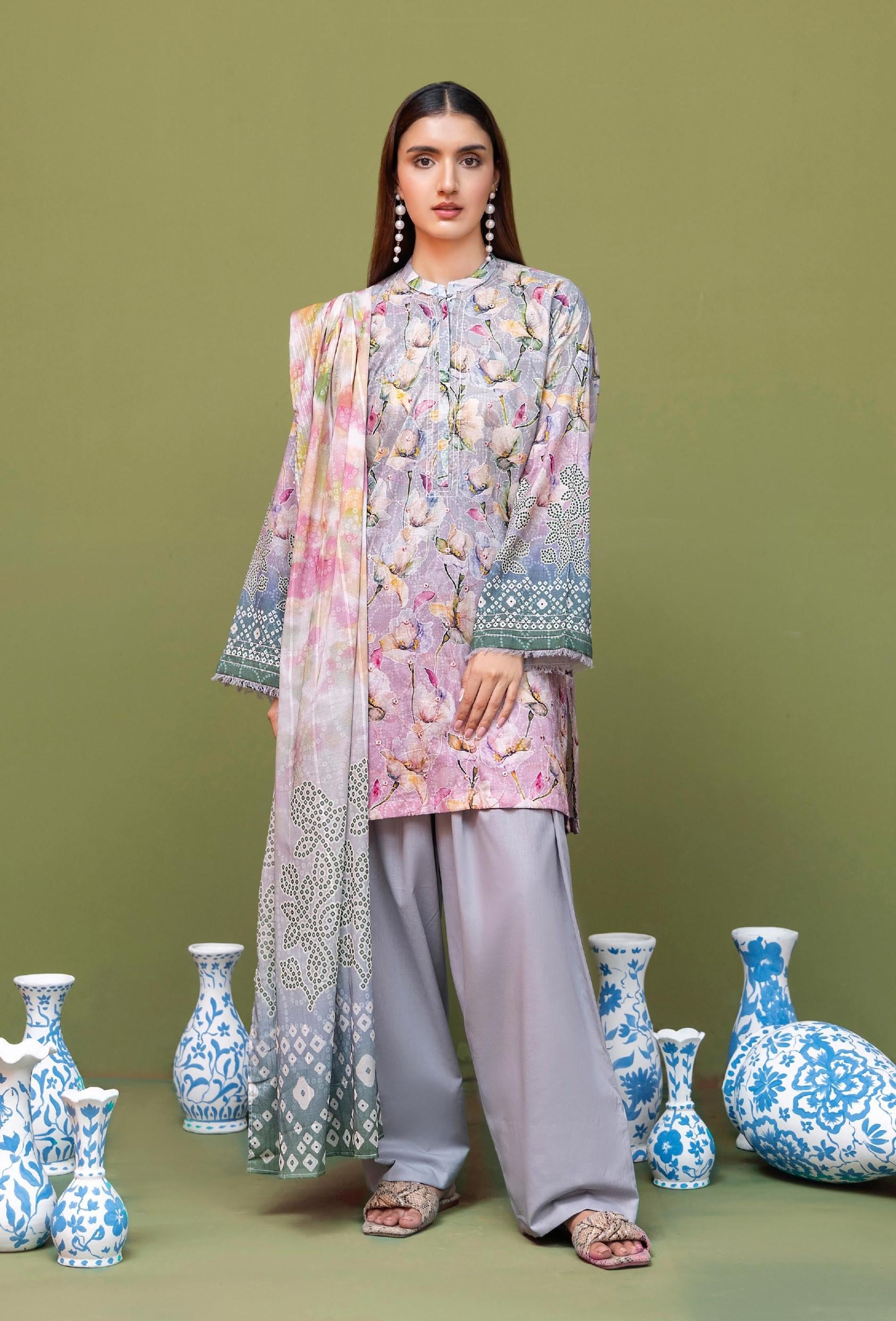 Eid Dress For Womens - Pakistani Embroidered Lawn Ramadan Partywear Festival Suits Salwar Kameez Suit In Medium Size