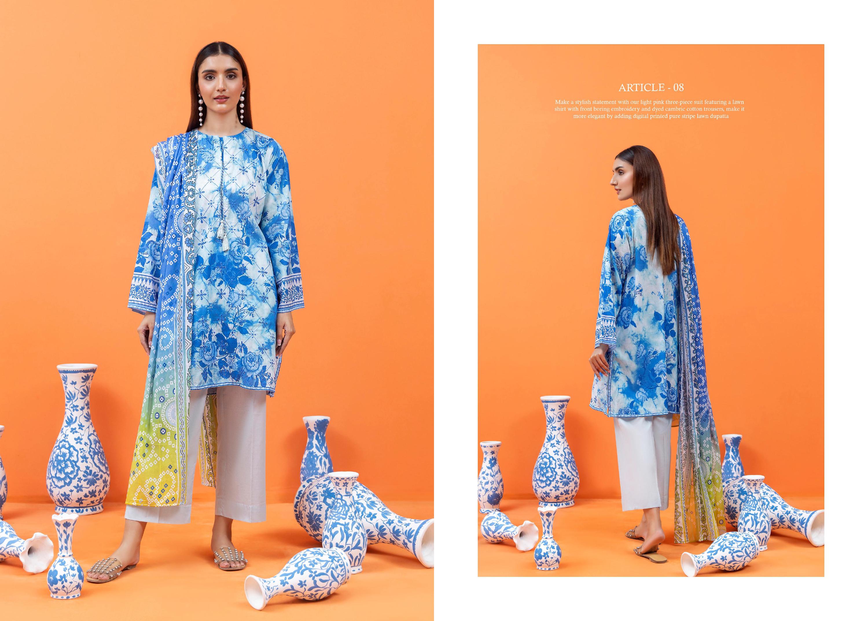 Eid Dress For Womens - Pakistani Embroidered Lawn Ramadan Partywear Festival Suits Salwar Kameez Suit In Medium Size