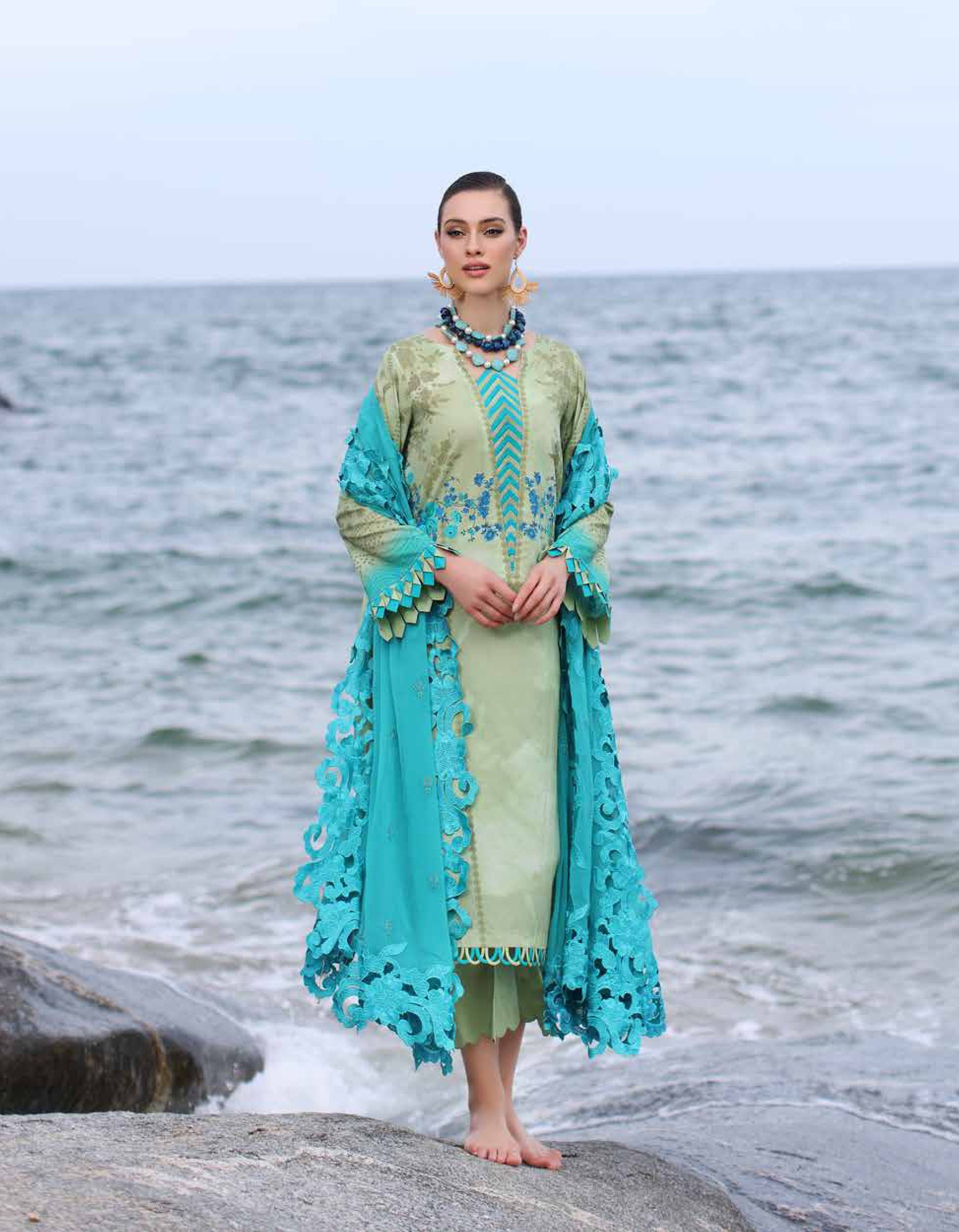 Eid Dress For Womens - Pakistani Embroidered Lawn Ramadan Partywear Festival Suits Salwar Kameez Suit In Medium Size