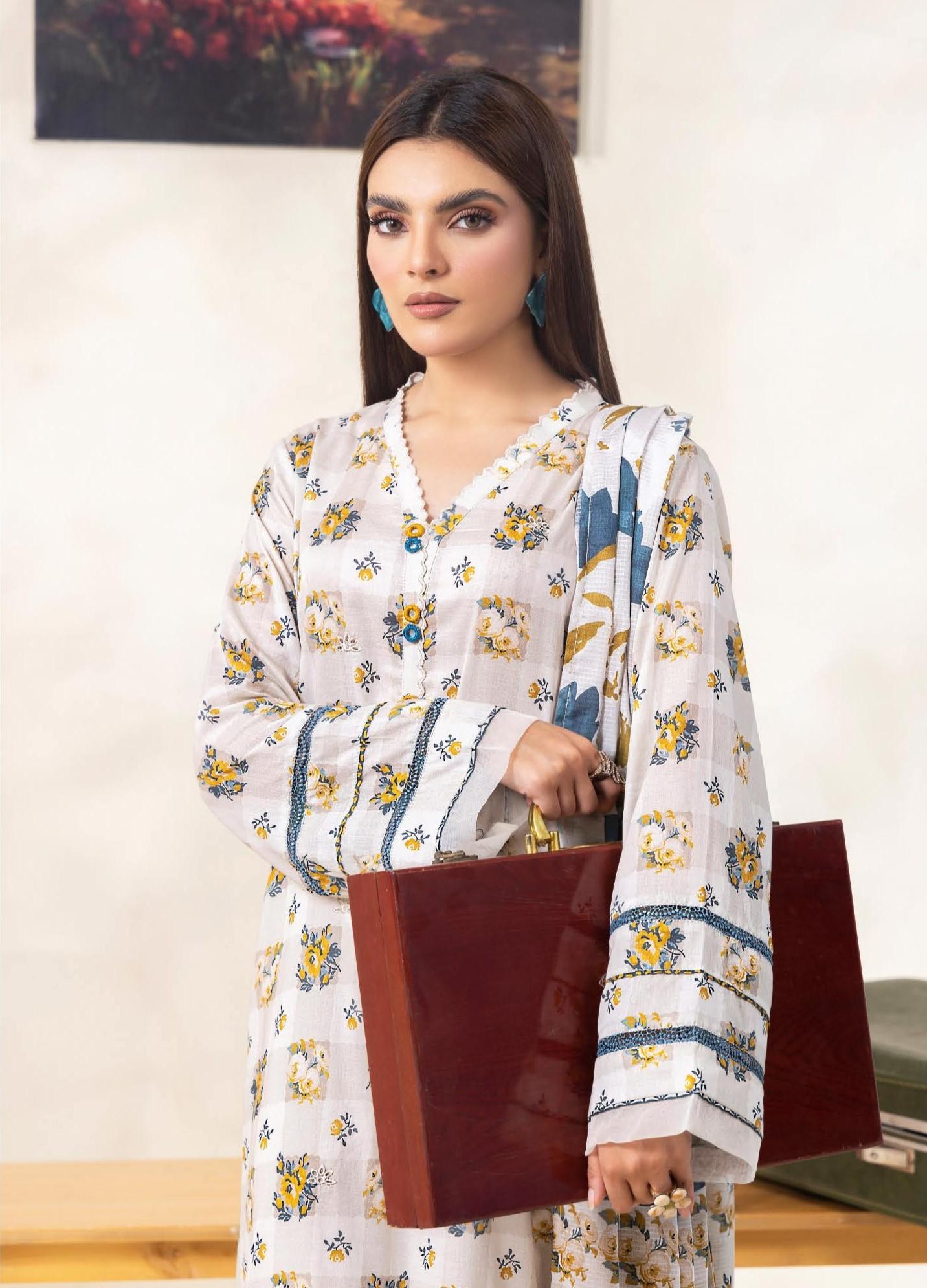 Eid Dress For Womens - Pakistani Embroidered Lawn Ramadan Partywear Festival Suits Salwar Kameez Suit In Medium Size
