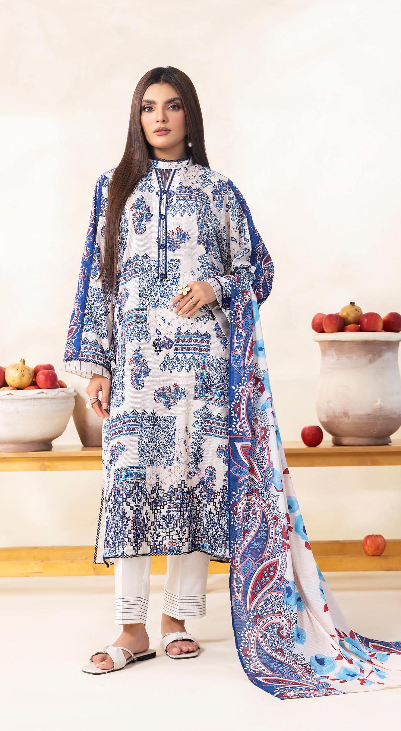 Eid Dress For Womens - Pakistani Embroidered Lawn Ramadan Partywear Festival Suits Salwar Kameez Suit In Medium Size