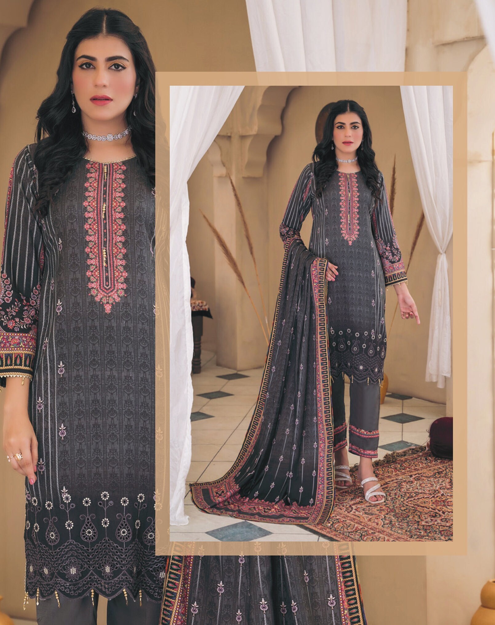 Eid Unstitched Partywear Eid Suit Pakistani Branded Designer Dress Salwar Kameez Suit Winterwear Linen Suit Unstitched Clothes for Women