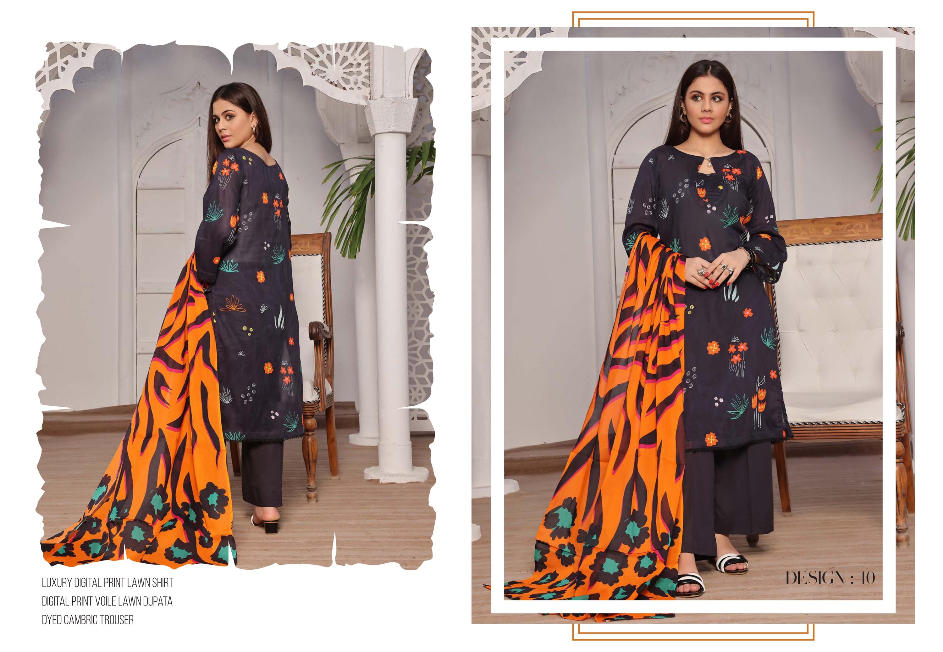 Eid Dress For Womens - Pakistani Printed Lawn Ramadan Partywear Festival Suits in Medium Size
