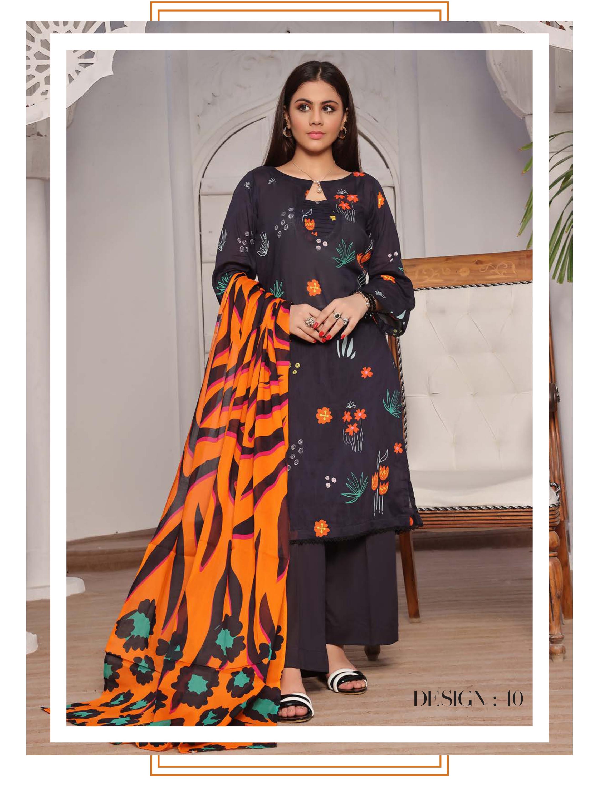 Eid Dress For Womens - Pakistani Printed Lawn Ramadan Partywear Festival Suits in Medium Size