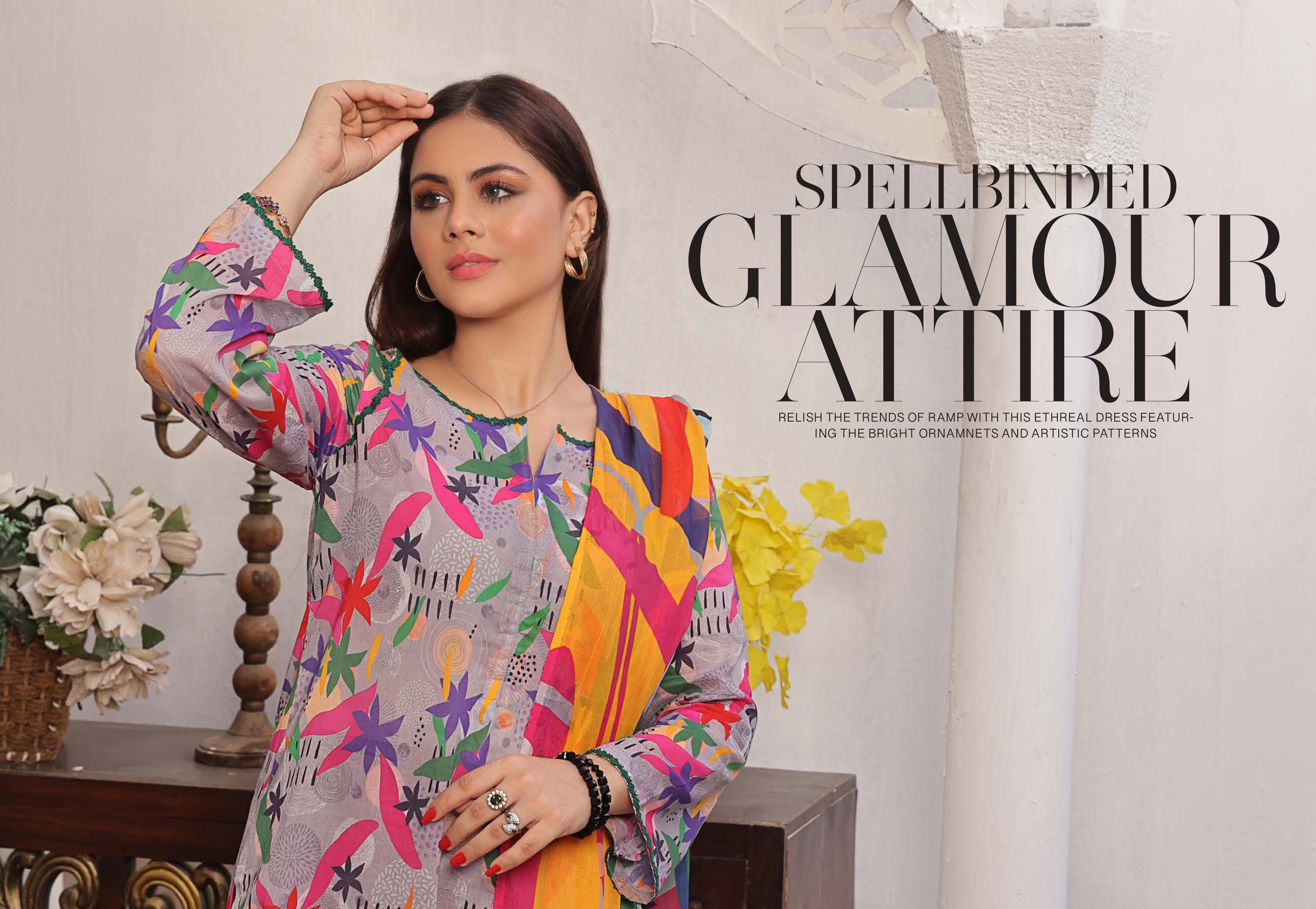 Eid Dress For Womens - Pakistani Printed Lawn Ramadan Partywear Festival Suits in Medium Size