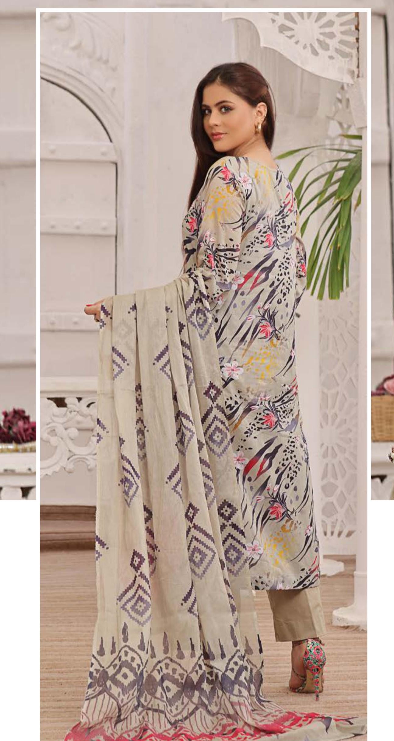 Eid Dress For Womens - Pakistani Printed Lawn Ramadan Partywear Festival Suits in Medium Size