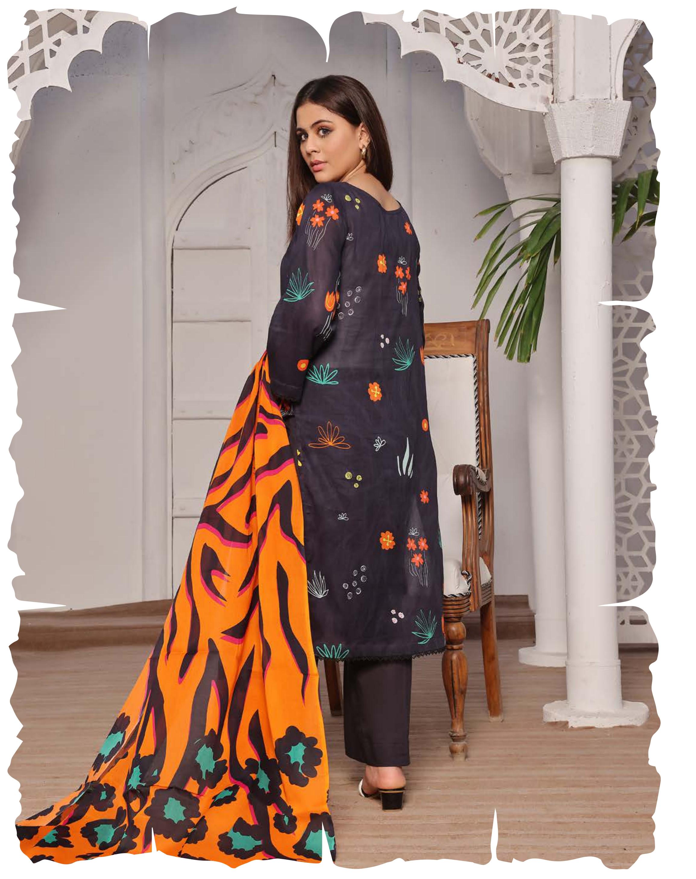 Eid Dress For Womens - Pakistani Printed Lawn Ramadan Partywear Festival Suits in Medium Size