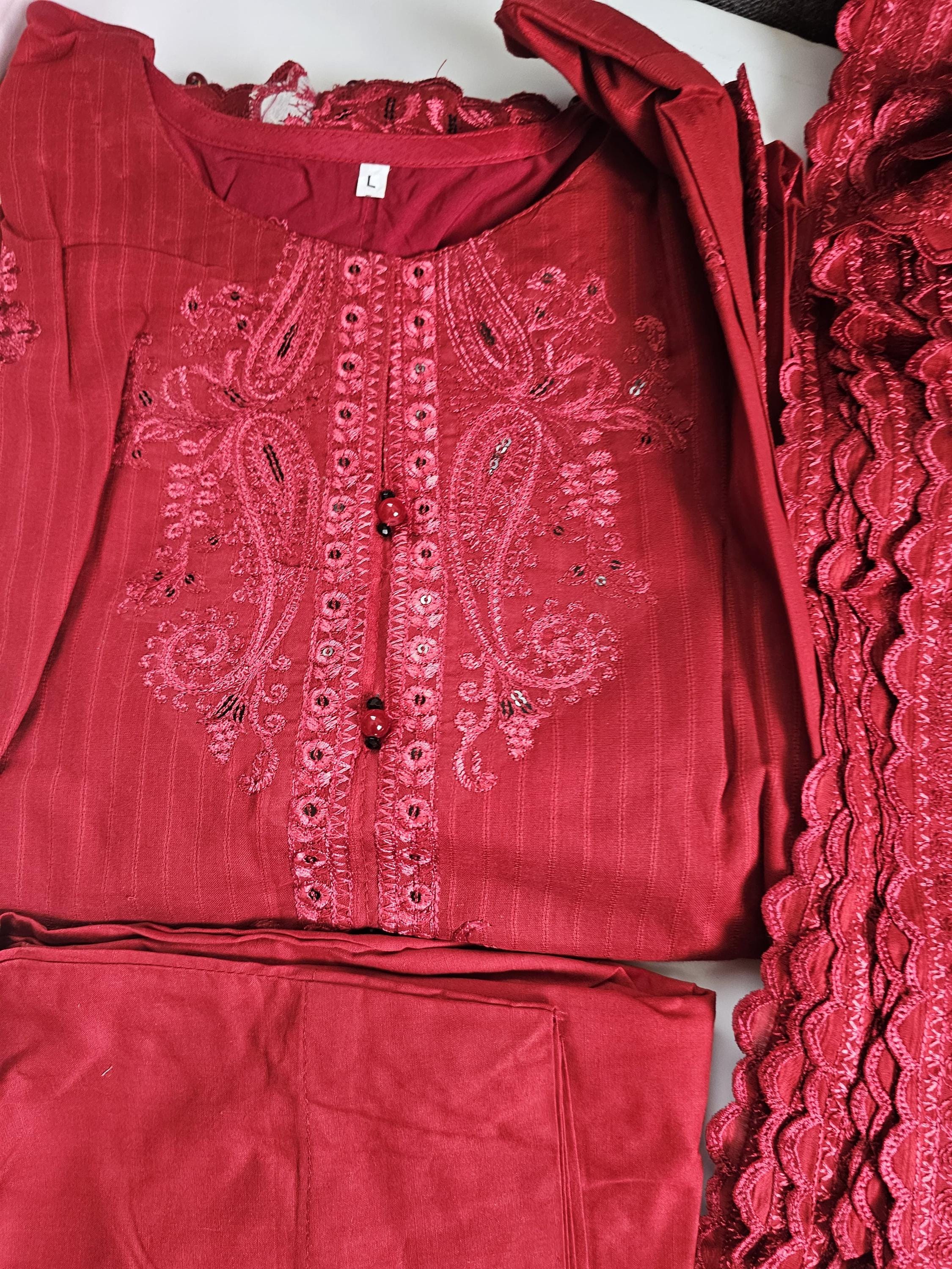 Eid Dress For Womens - Pakistani Embroidered Lawn Ramadan Partywear Festival Suits, Salwar Kameez Suit In  Large Size