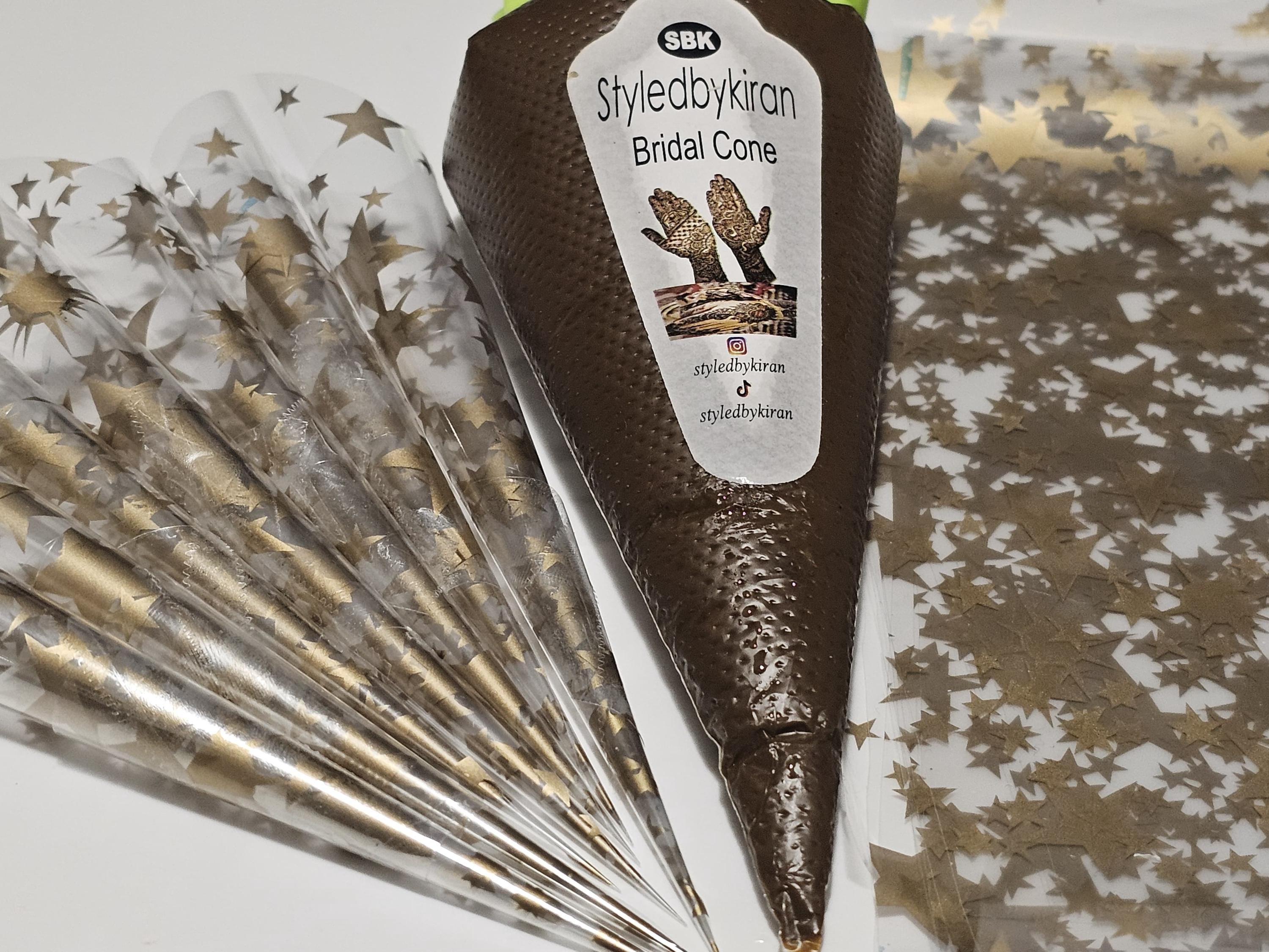 Henna Cones Paste for Newbie Henna Artist Practicing – Precut Rerolled Cone - Cellophane Sheets - Cello Rerolled Sheet -