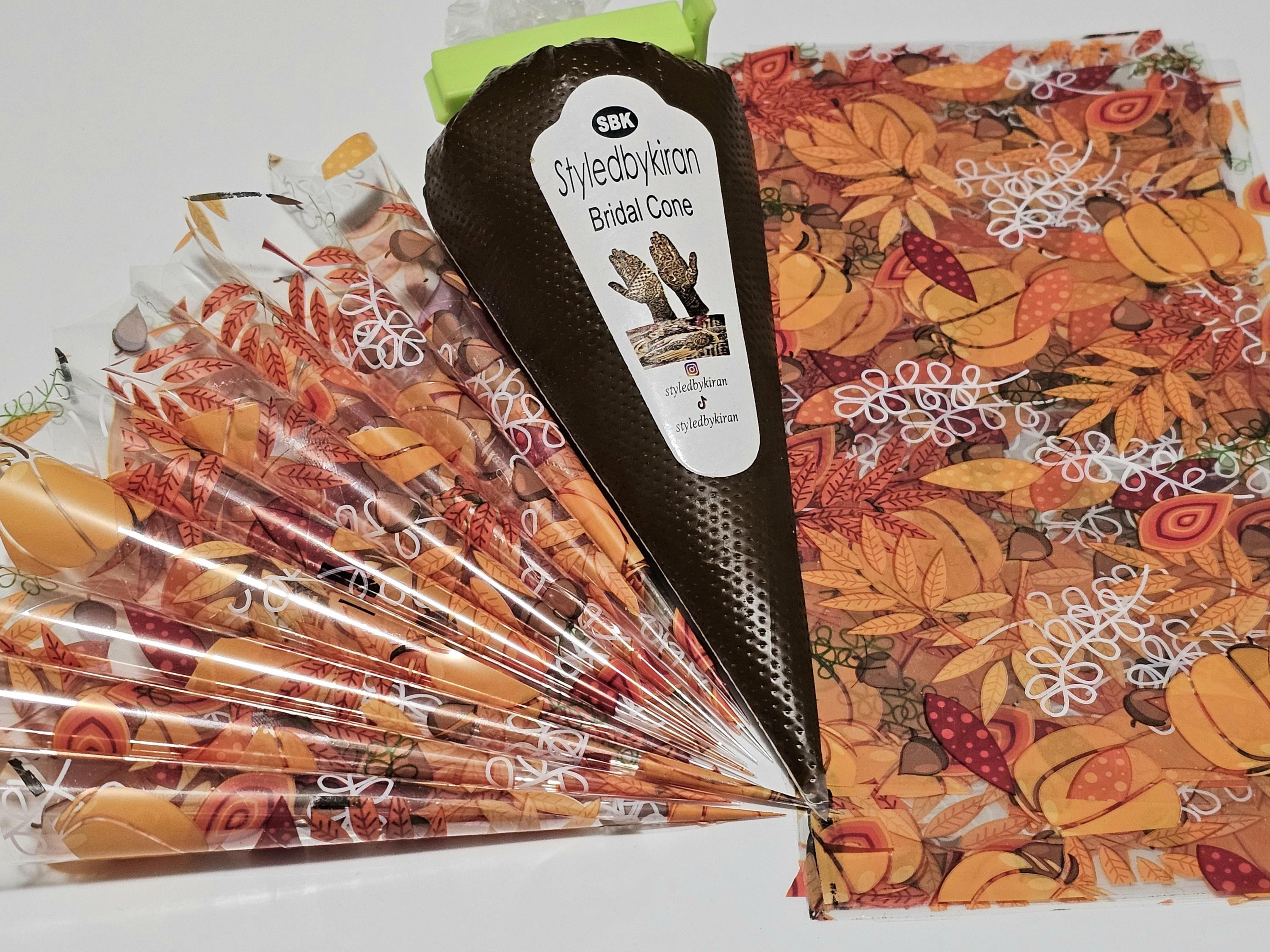Henna Cones Paste for Newbie Henna Artist Practicing – Precut Rerolled Cone - Cellophane Sheets - Cello Rerolled Sheet -