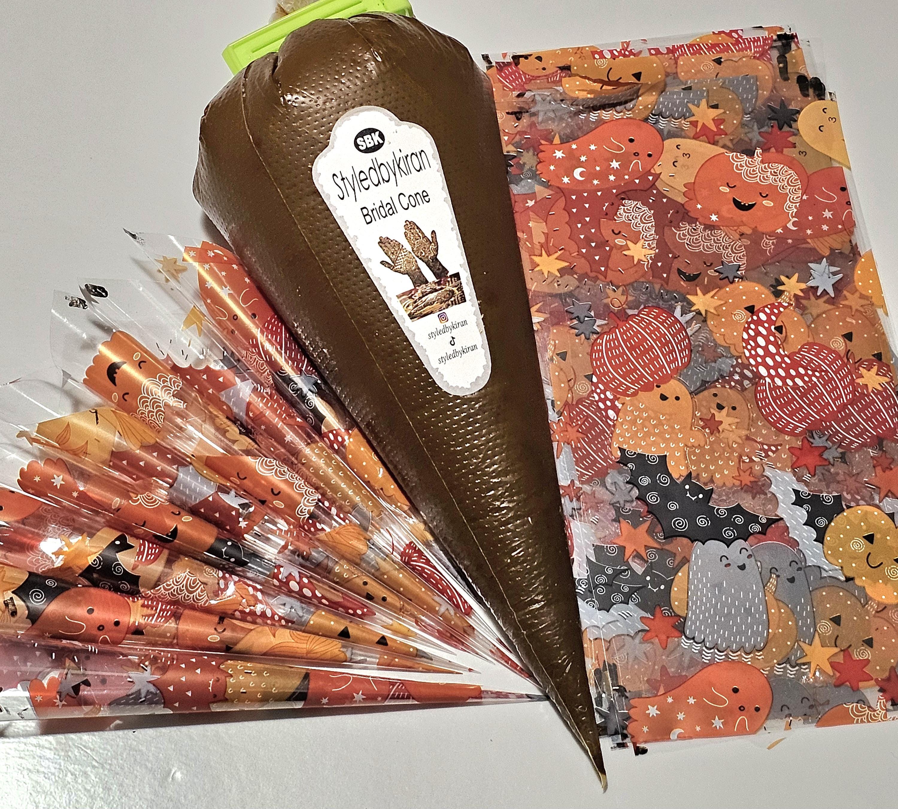 Henna Cones Paste for Newbie Henna Artist Practicing – Precut Rerolled Cone - Cellophane Sheets - Cello Rerolled Sheet -
