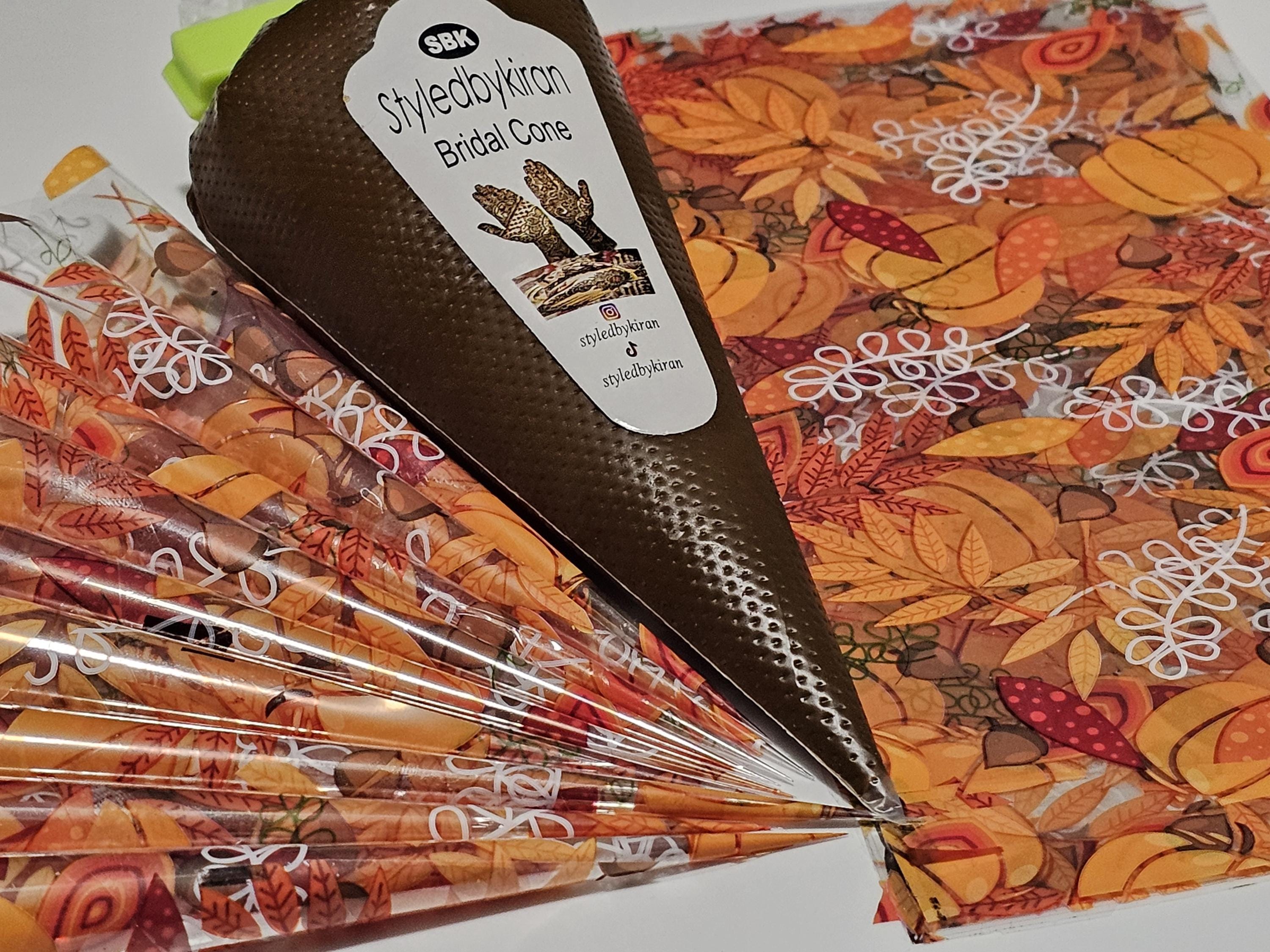 Henna Cones Paste for Newbie Henna Artist Practicing – Precut Rerolled Cone - Cellophane Sheets - Cello Rerolled Sheet -