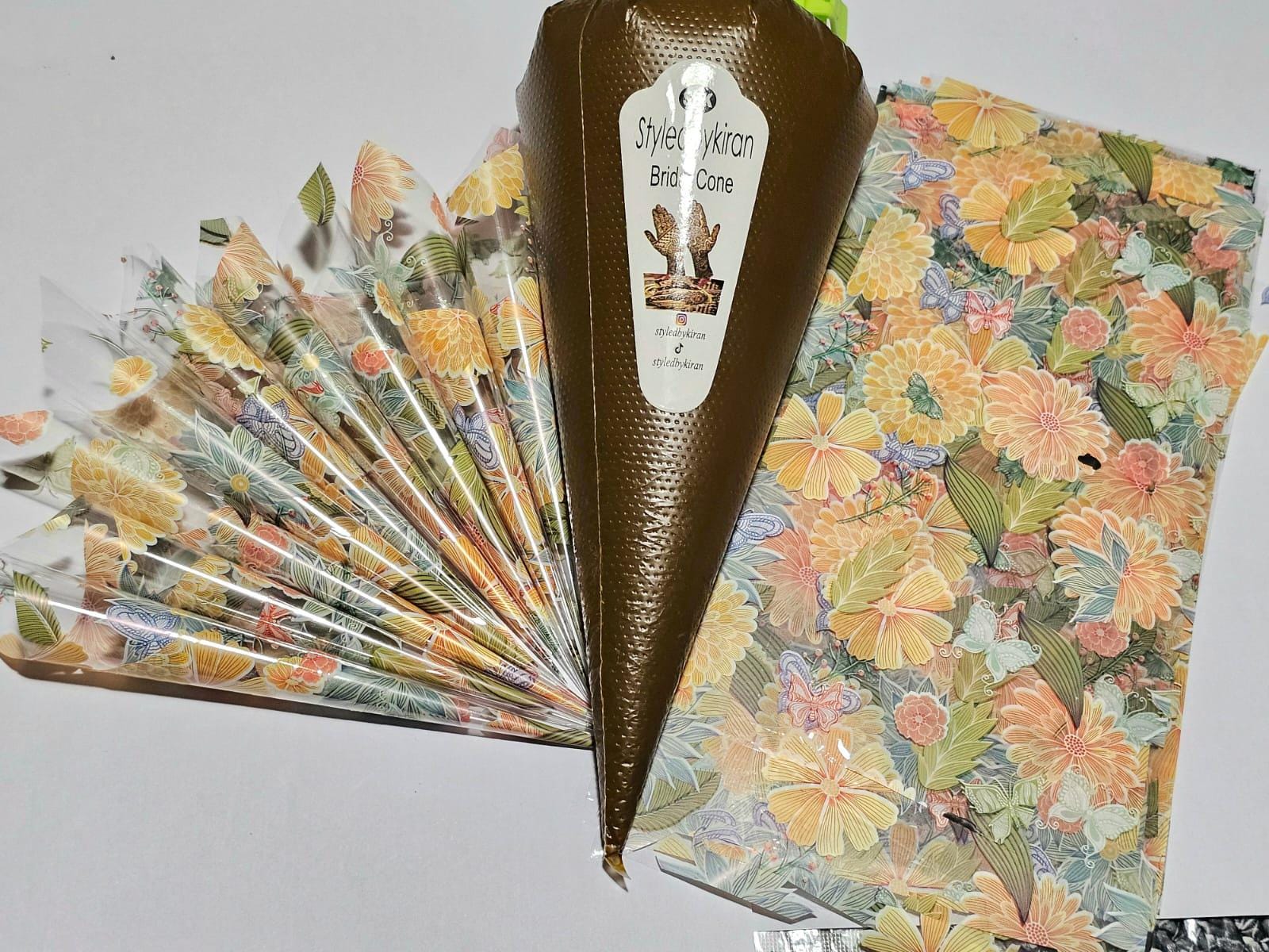 Henna Cones Paste for Newbie Henna Artist Practicing – Precut Rerolled Cone - Cellophane Sheets - Cello Rerolled Sheet -