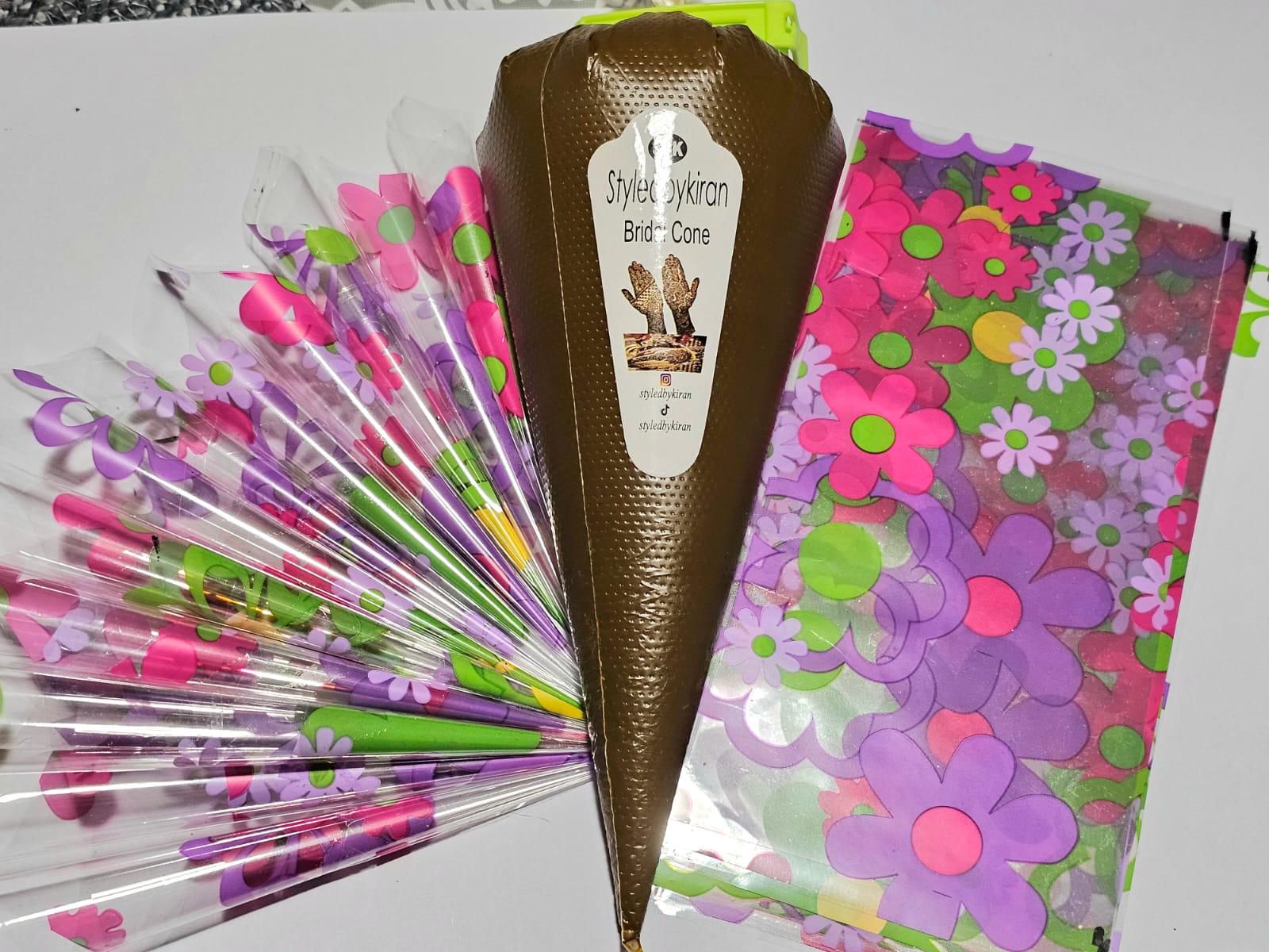 Henna Cones Paste for Newbie Henna Artist Practicing – Precut Rerolled Cone - Cellophane Sheets - Cello Rerolled Sheet -