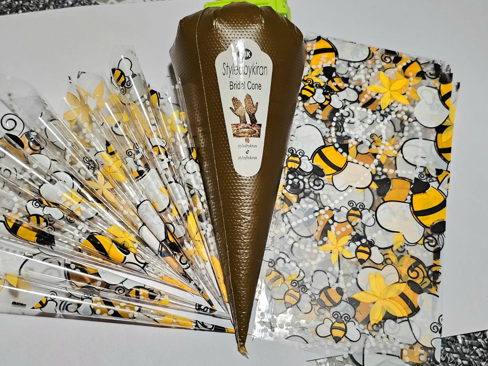 Henna Cones Paste for Newbie Henna Artist Practicing – Precut Rerolled Cone - Cellophane Sheets - Cello Rerolled Sheet -