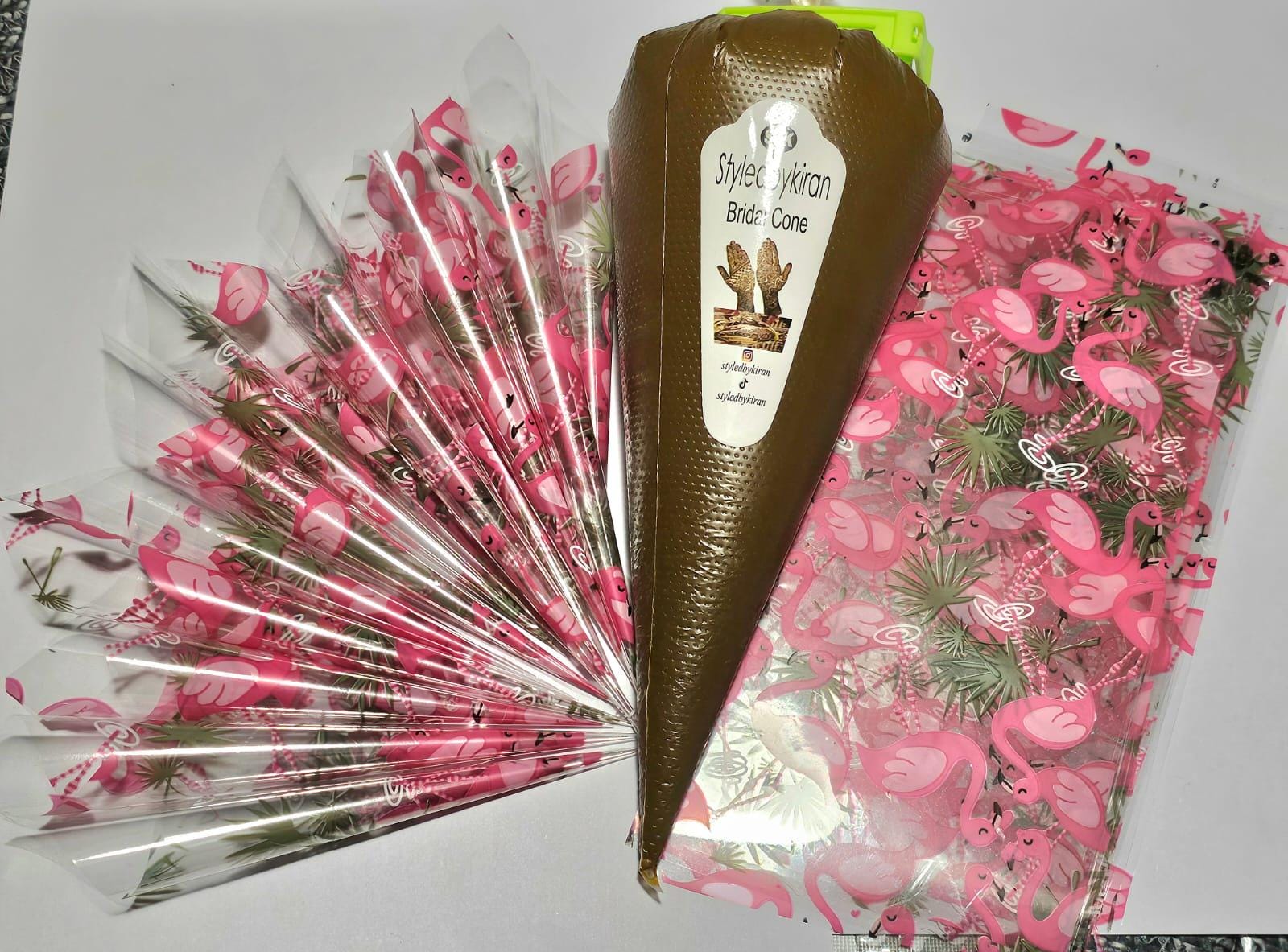 Henna Cones Paste for Newbie Henna Artist Practicing – Precut Rerolled Cone - Cellophane Sheets - Cello Rerolled Sheet -