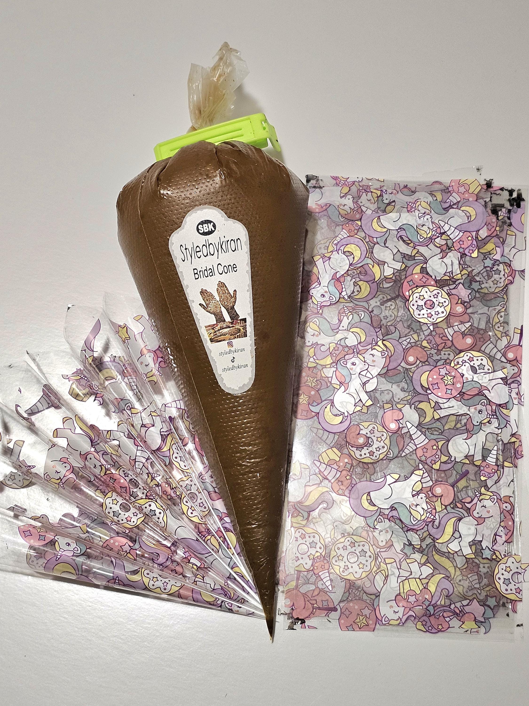 Henna Cones Paste for Newbie Henna Artist Practicing – Precut Rerolled Cone - Cellophane Sheets - Cello Rerolled Sheet -