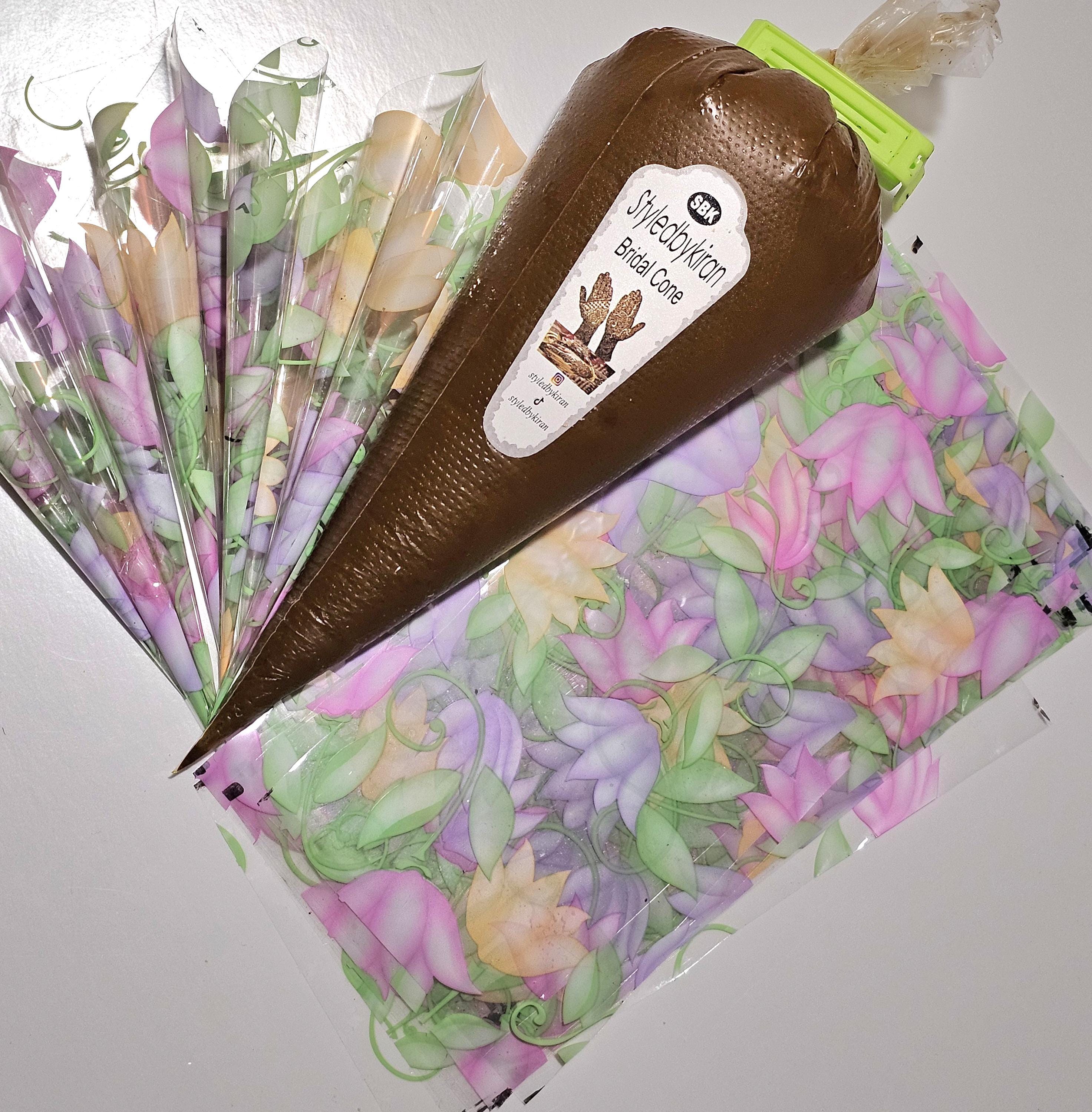 Henna Cones Paste for Newbie Henna Artist Practicing – Precut Rerolled Cone - Cellophane Sheets - Cello Rerolled Sheet -