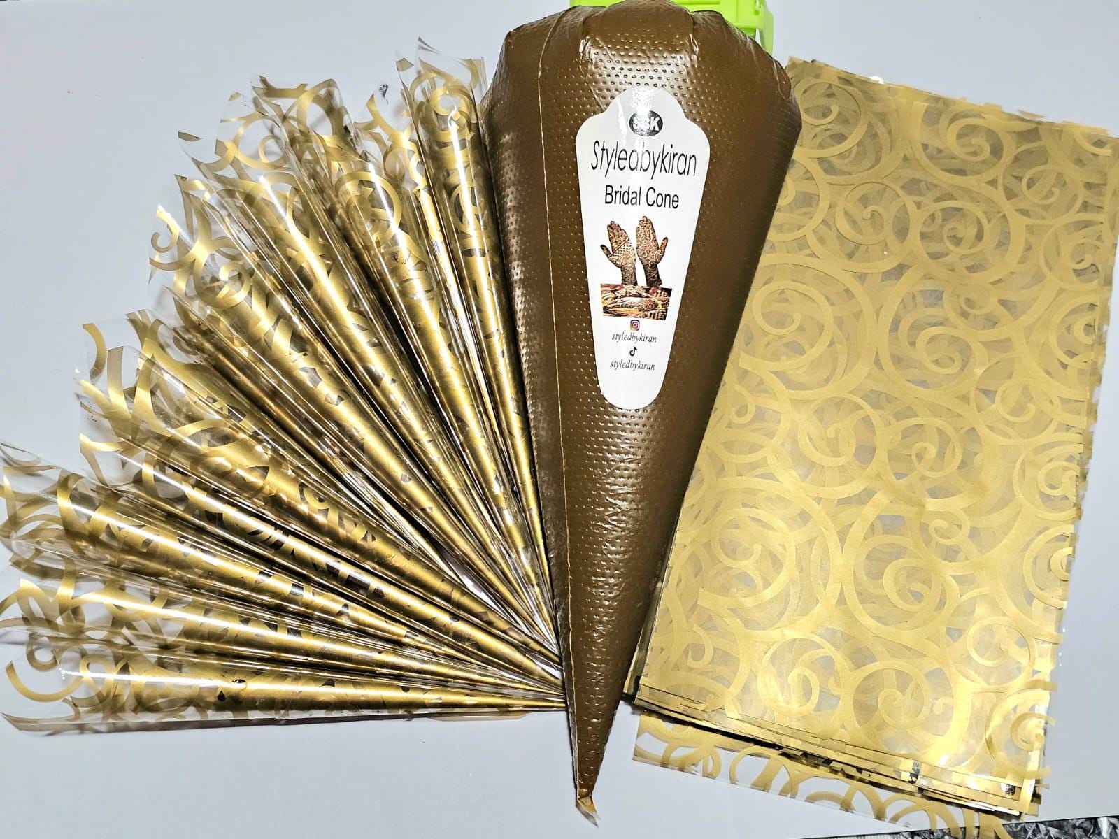 Henna Cones Paste for Newbie Henna Artist Practicing – Precut Rerolled Cone - Cellophane Sheets - Cello Rerolled Sheet -