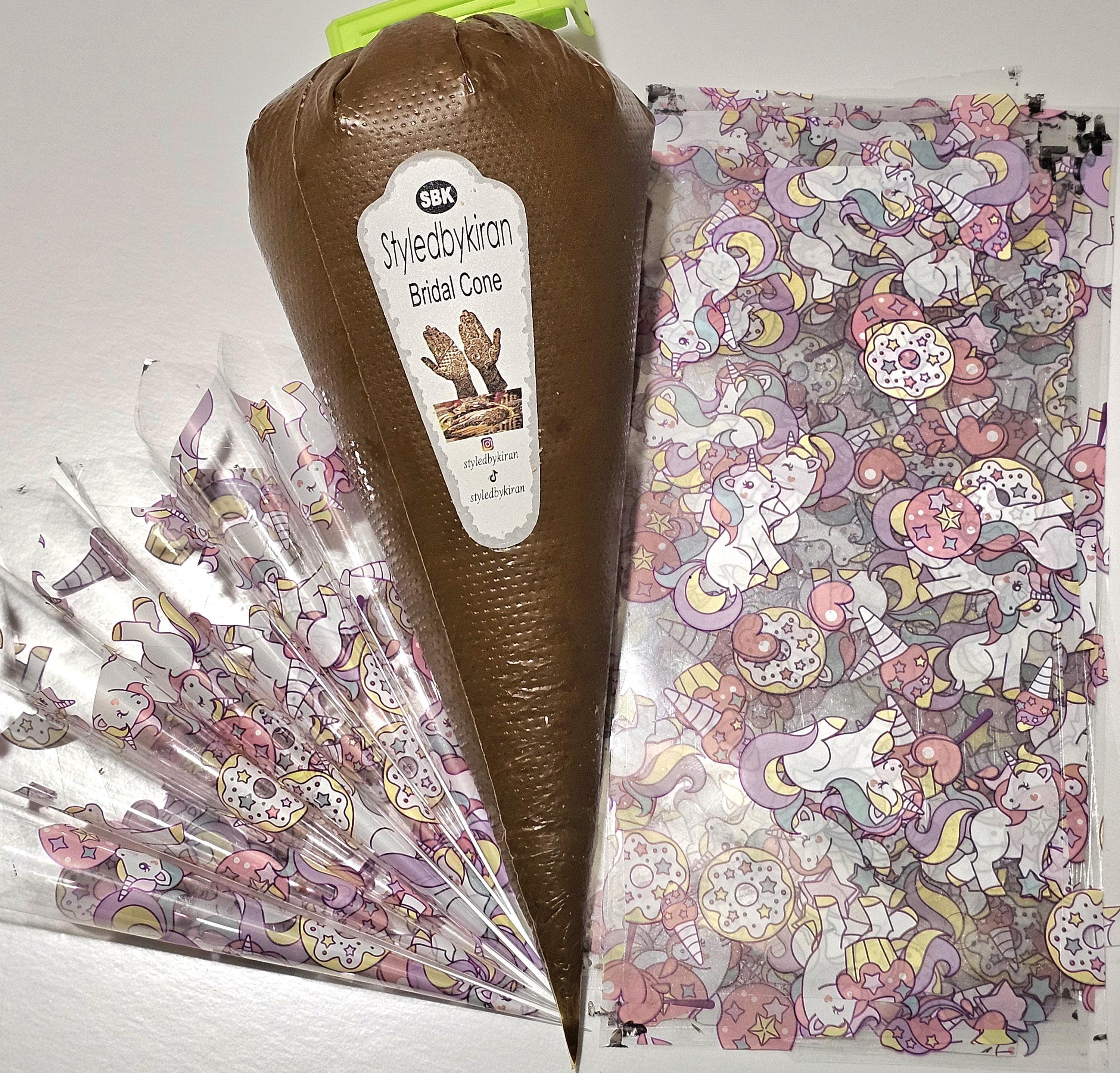 Henna Cones Paste for Newbie Henna Artist Practicing – Precut Rerolled Cone - Cellophane Sheets - Cello Rerolled Sheet -