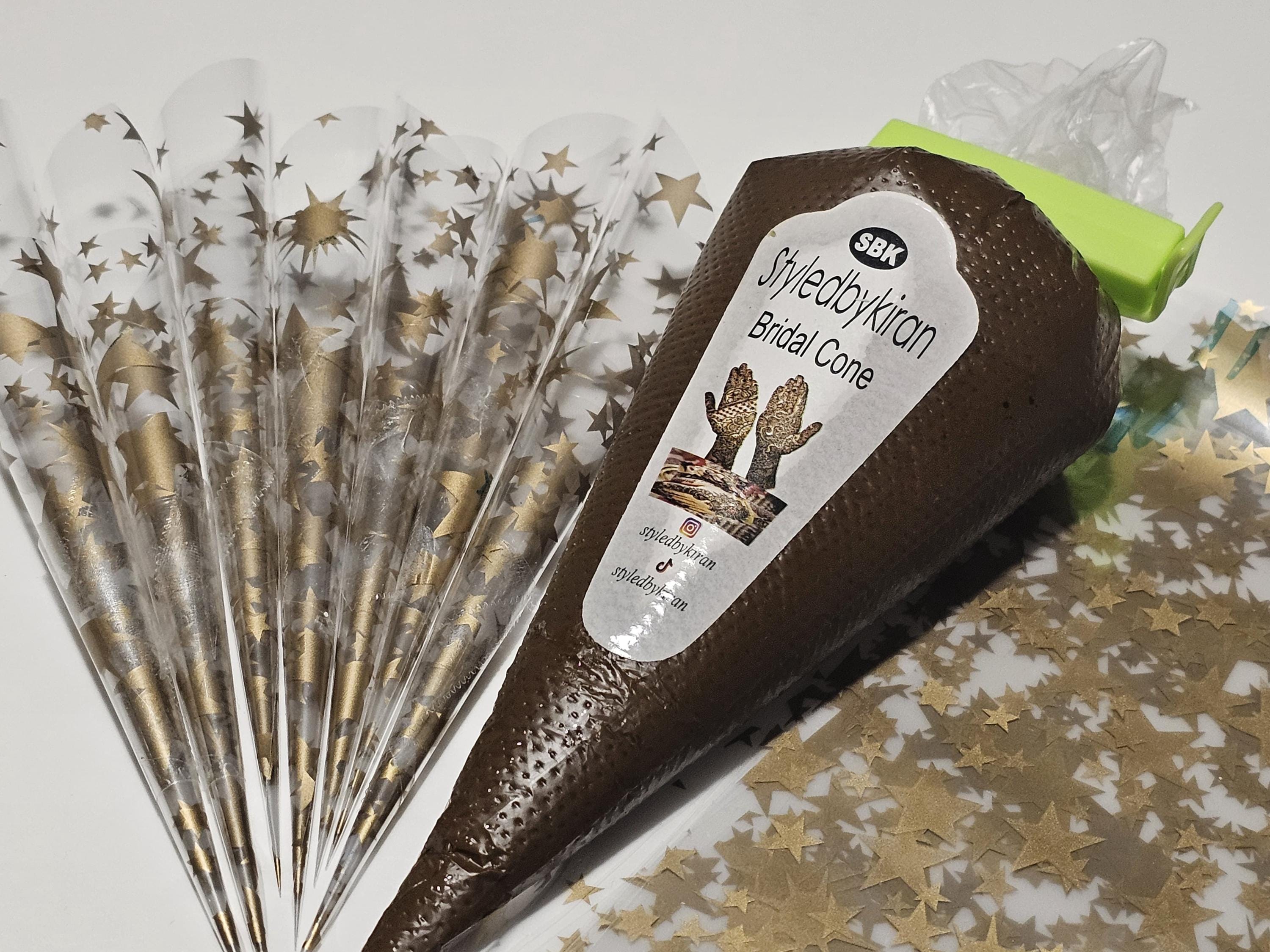 Henna Cones Paste for Newbie Henna Artist Practicing – Precut Rerolled Cone - Cellophane Sheets - Cello Rerolled Sheet -
