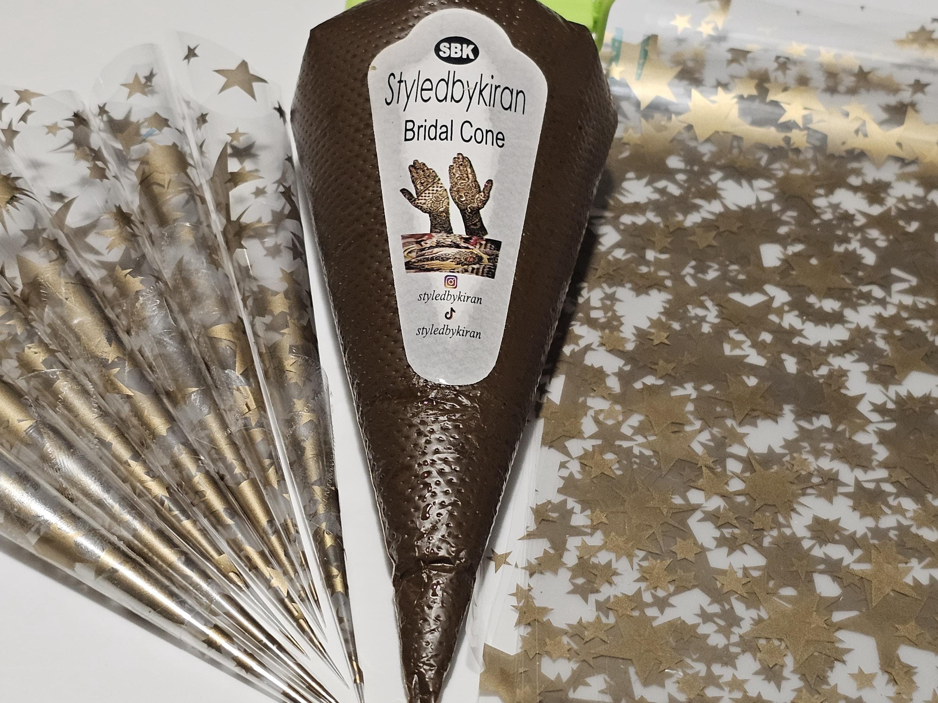Henna Cones Paste for Newbie Henna Artist Practicing – Precut Rerolled Cone - Cellophane Sheets - Cello Rerolled Sheet -