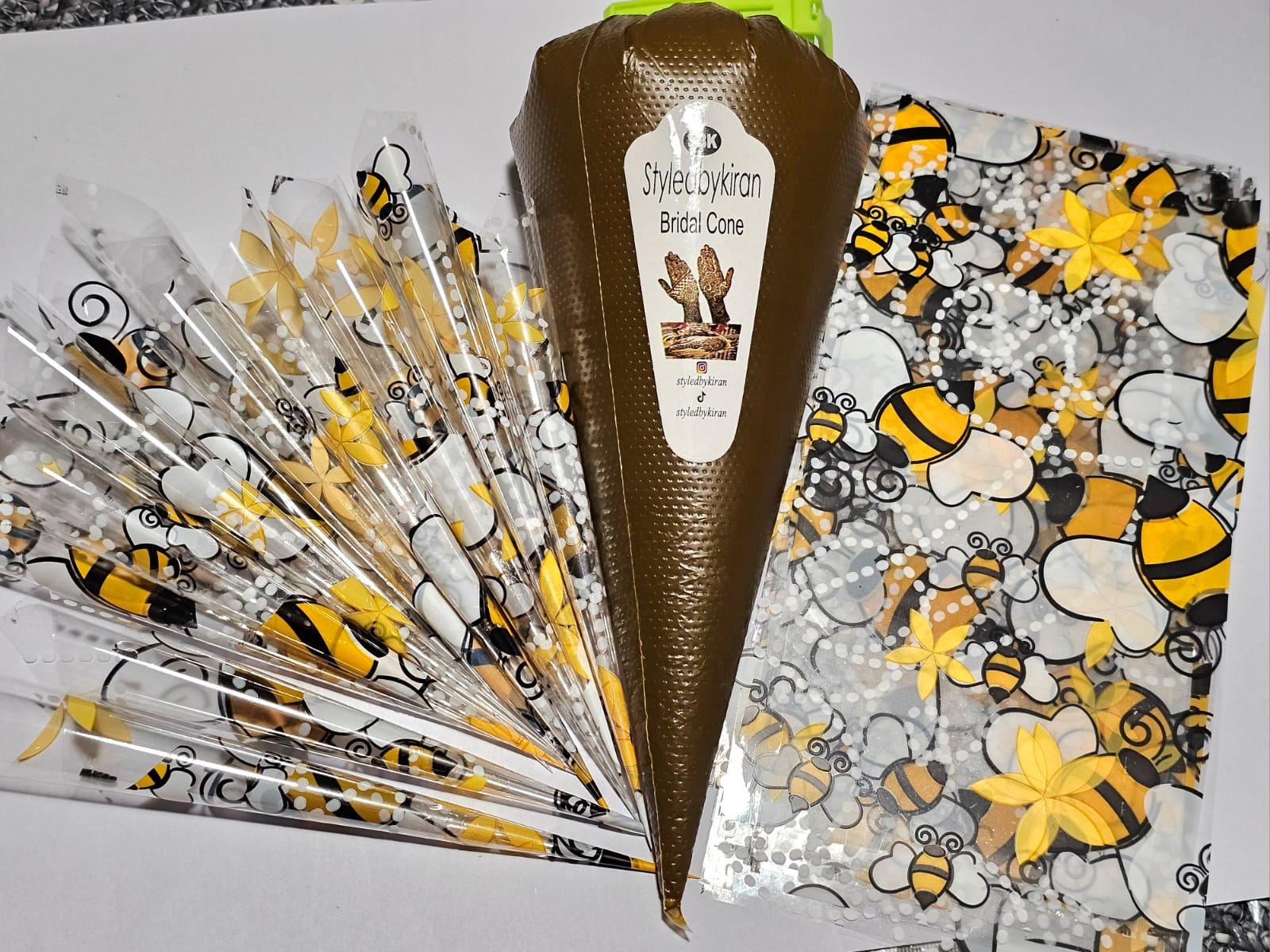 Henna Cones Paste for Newbie Henna Artist Practicing – Precut Rerolled Cone - Cellophane Sheets - Cello Rerolled Sheet -