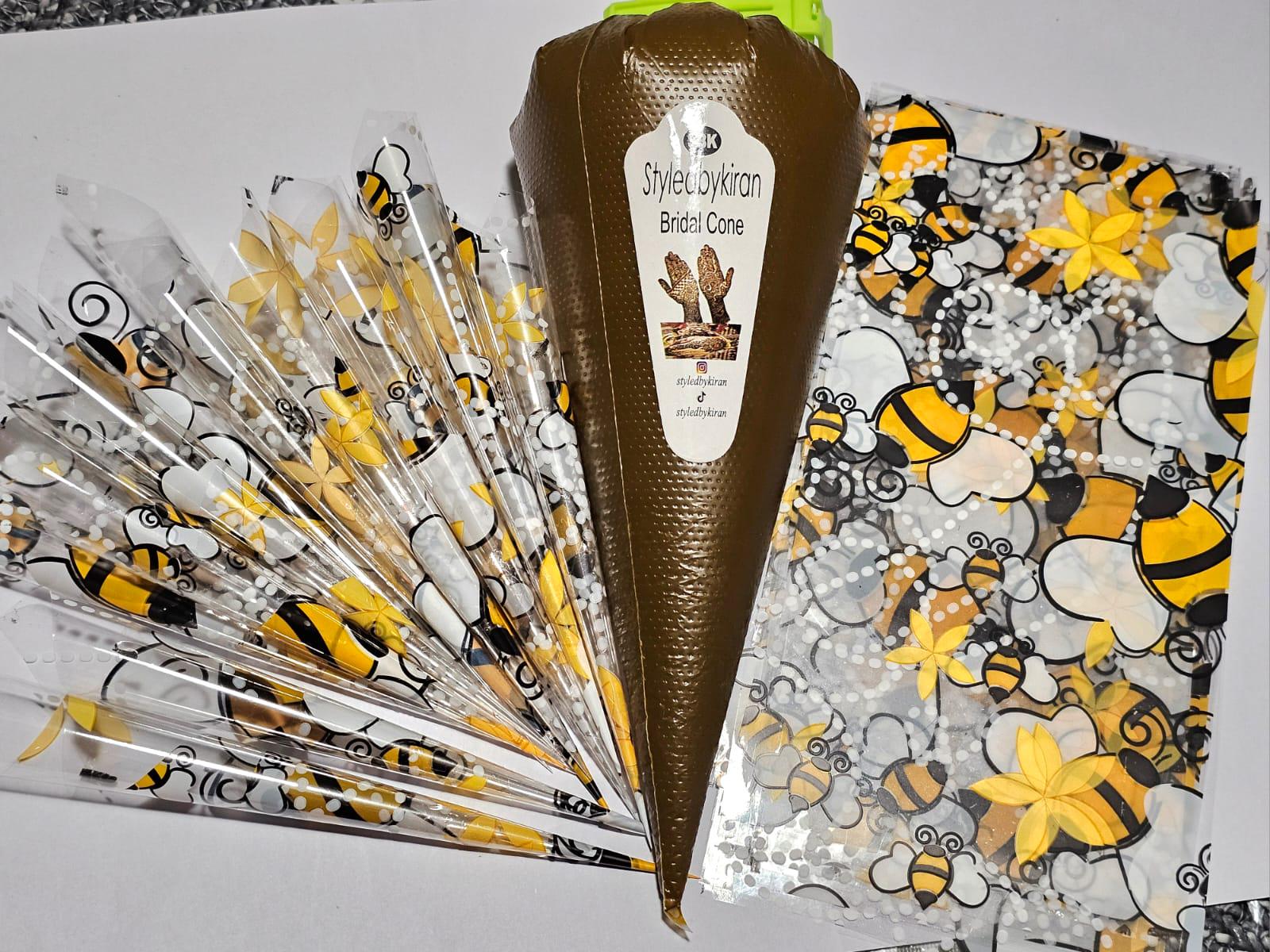 Henna Cones Paste for Newbie Henna Artist Practicing – Precut Rerolled Cone - Cellophane Sheets - Cello Rerolled Sheet -