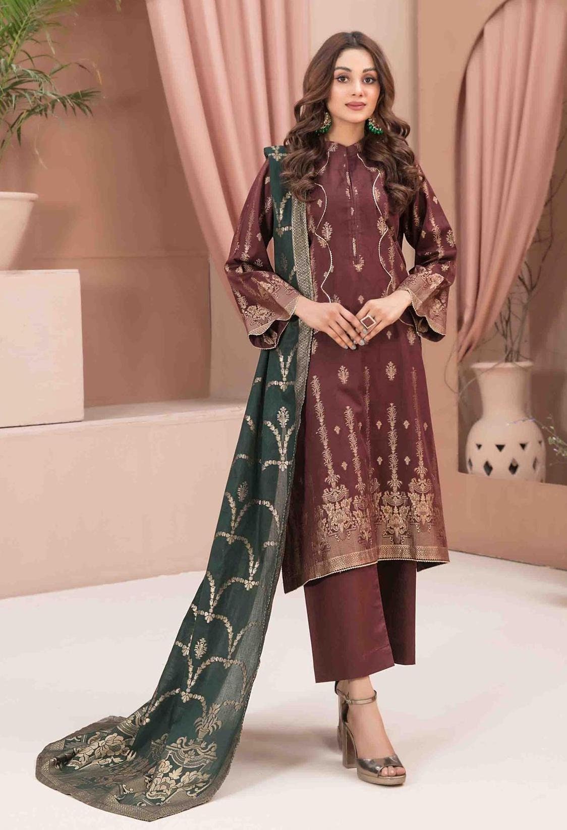 Eid Dress For Womens - Pakistani Broshia Banarsi Lawn Ramadan Partywear Festival Suits Jacquard Suit In Medium Size