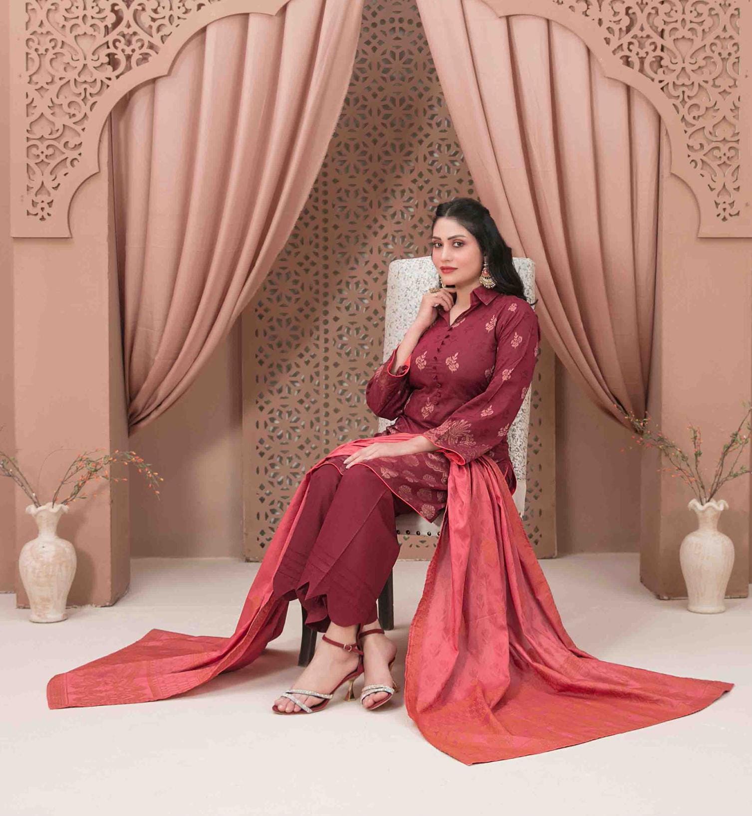 Eid Dress For Womens - Pakistani Broshia Banarsi Lawn Ramadan Partywear Festival Suits Jacquard Suit In Medium Size