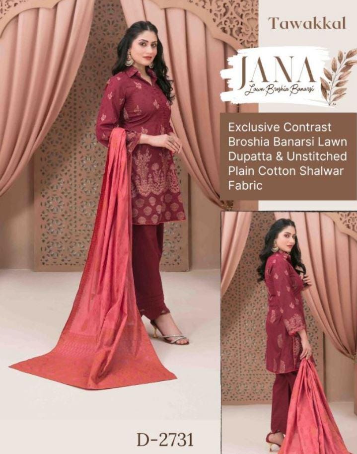Eid Dress For Womens - Pakistani Broshia Banarsi Lawn Ramadan Partywear Festival Suits Jacquard Suit In Medium Size