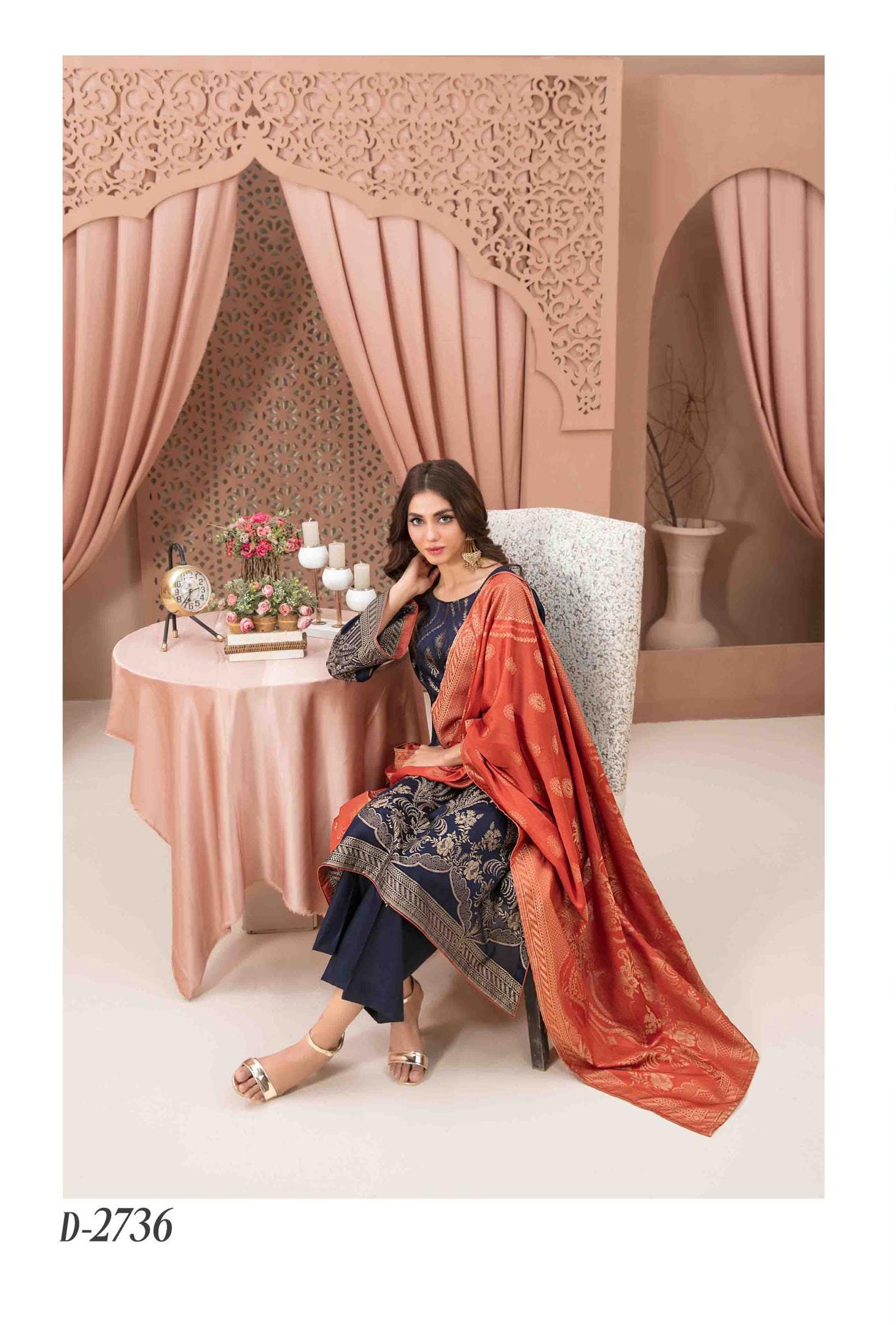 Eid Dress For Womens - Pakistani Broshia Banarsi Lawn Ramadan Partywear Festival Suits Jacquard Suit In Medium Size