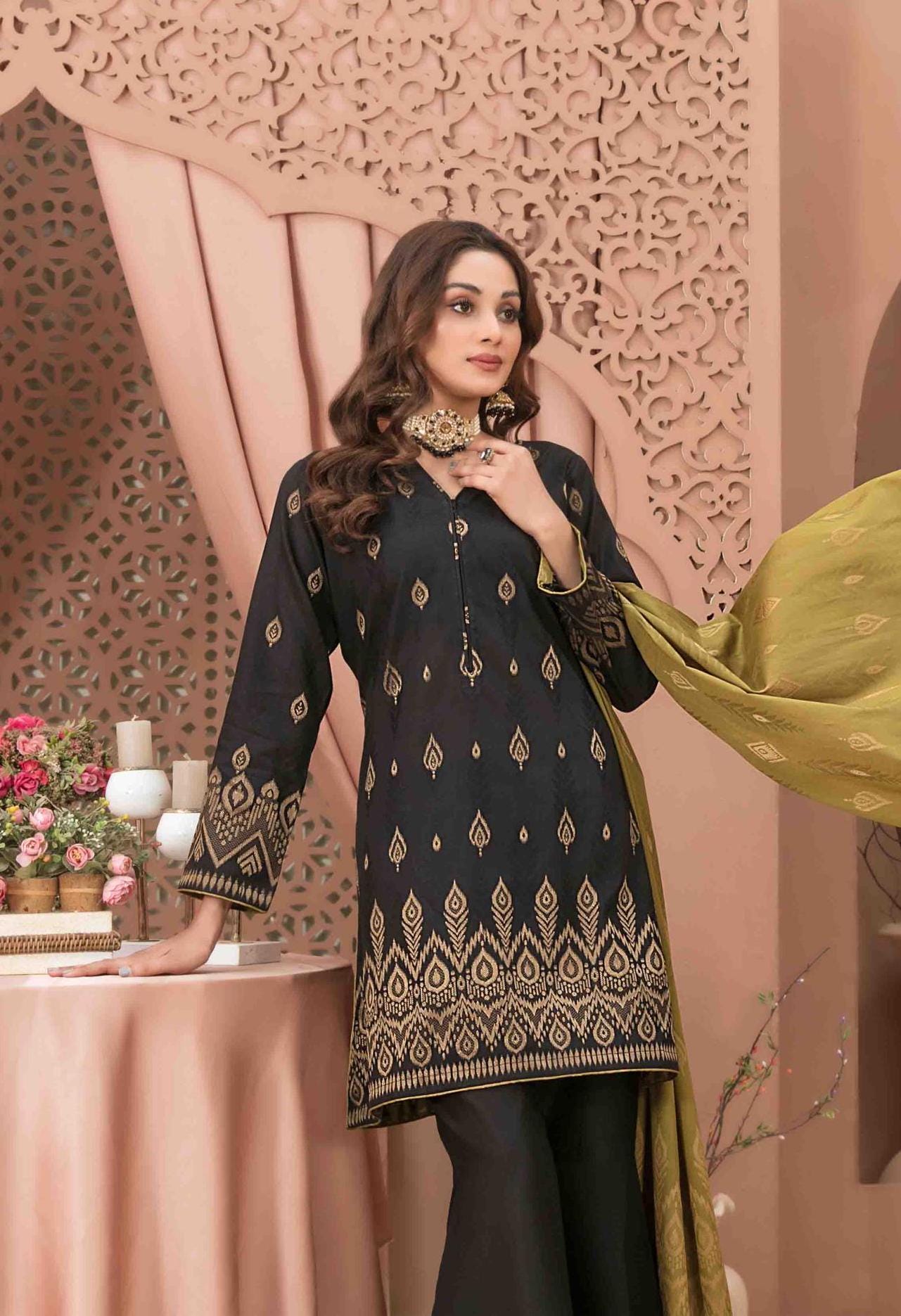 Eid Dress For Womens - Pakistani Broshia Banarsi Lawn Ramadan Partywear Festival Suits Jacquard Suit In Medium Size