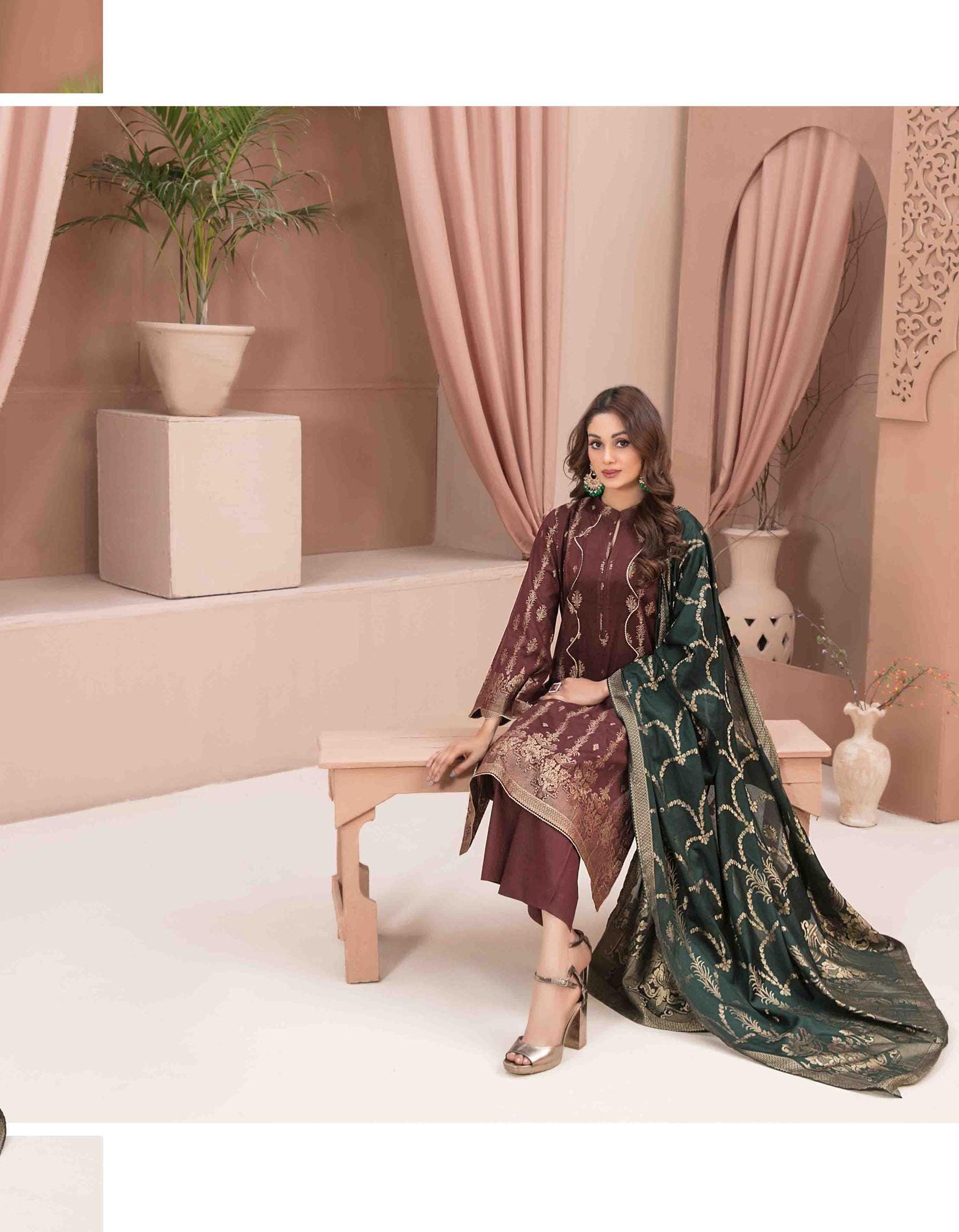 Eid Dress For Womens - Pakistani Broshia Banarsi Lawn Ramadan Partywear Festival Suits Jacquard Suit In Medium Size