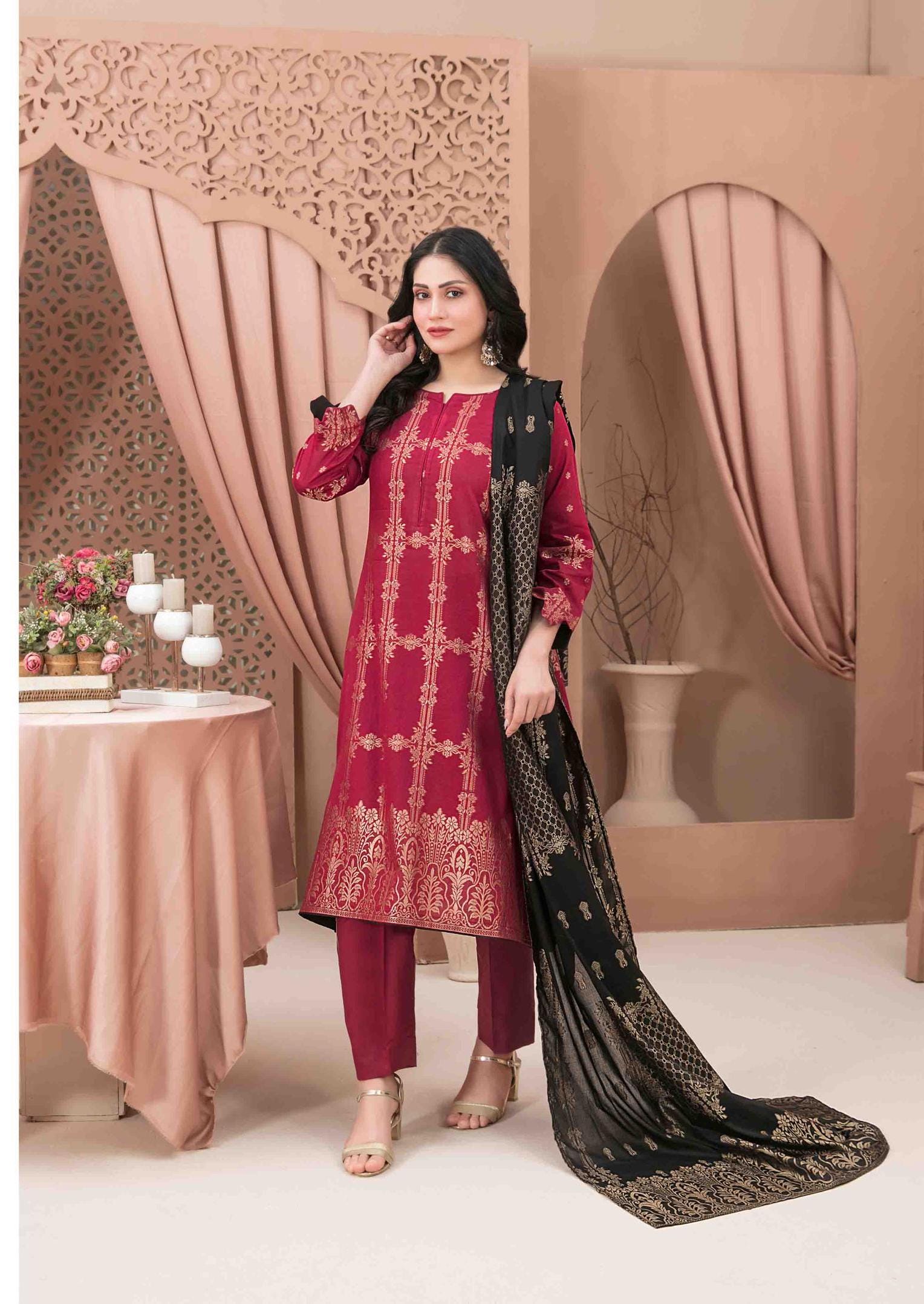 Eid Dress For Womens - Pakistani Broshia Banarsi Lawn Ramadan Partywear Festival Suits Jacquard Suit In Medium Size