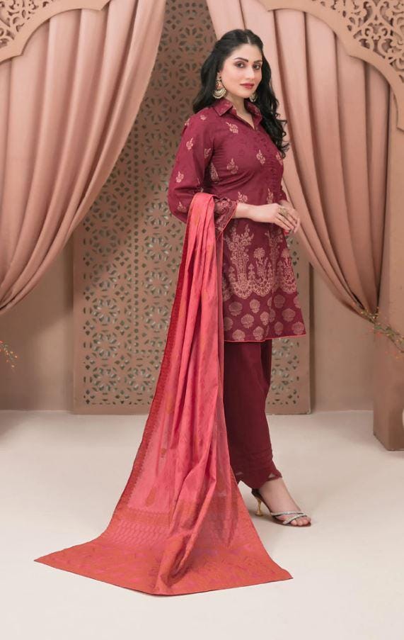 Eid Dress For Womens - Pakistani Broshia Banarsi Lawn Ramadan Partywear Festival Suits Jacquard Suit In Medium Size
